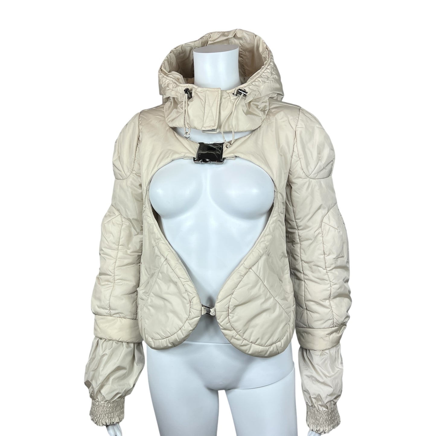 Celine Ivory Cutout Puffer Coat