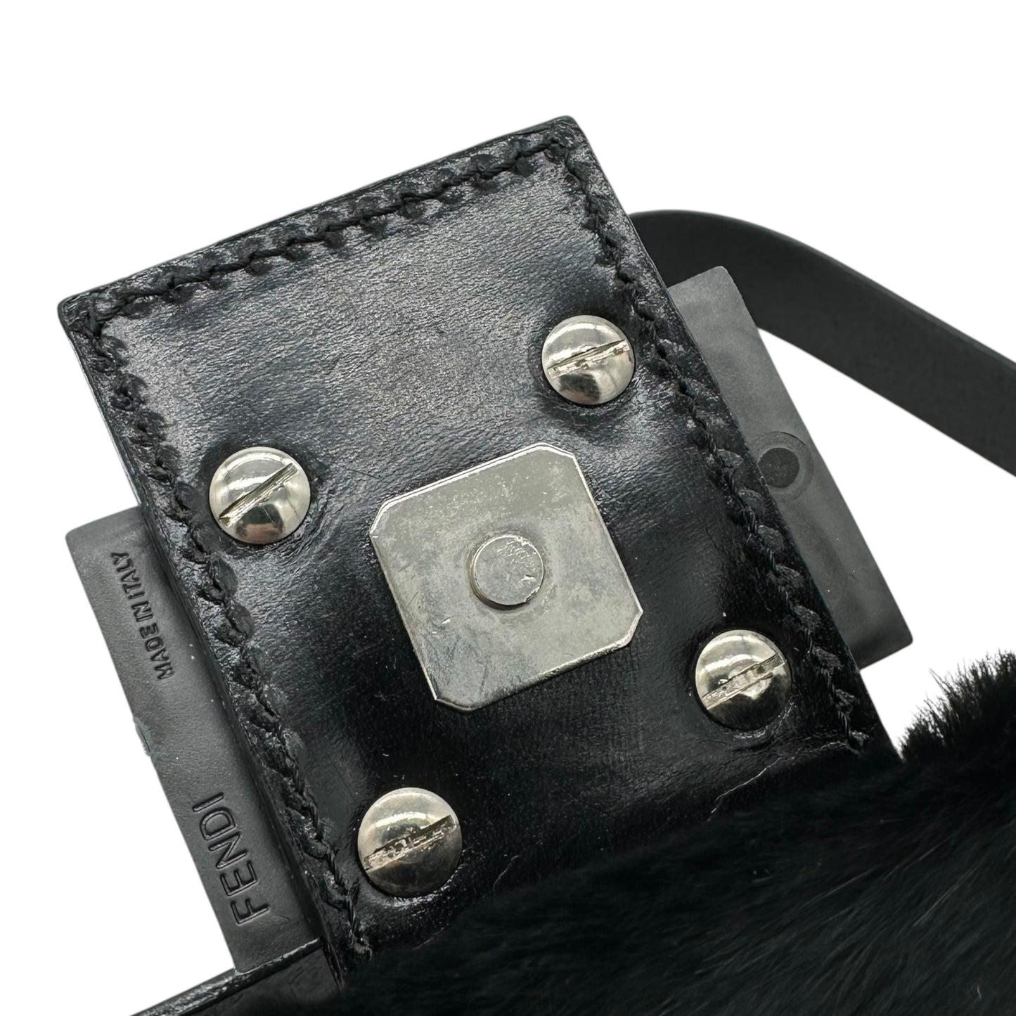 Fendi Black Rabbit Fur Baguette Bag - Outfit Repeater