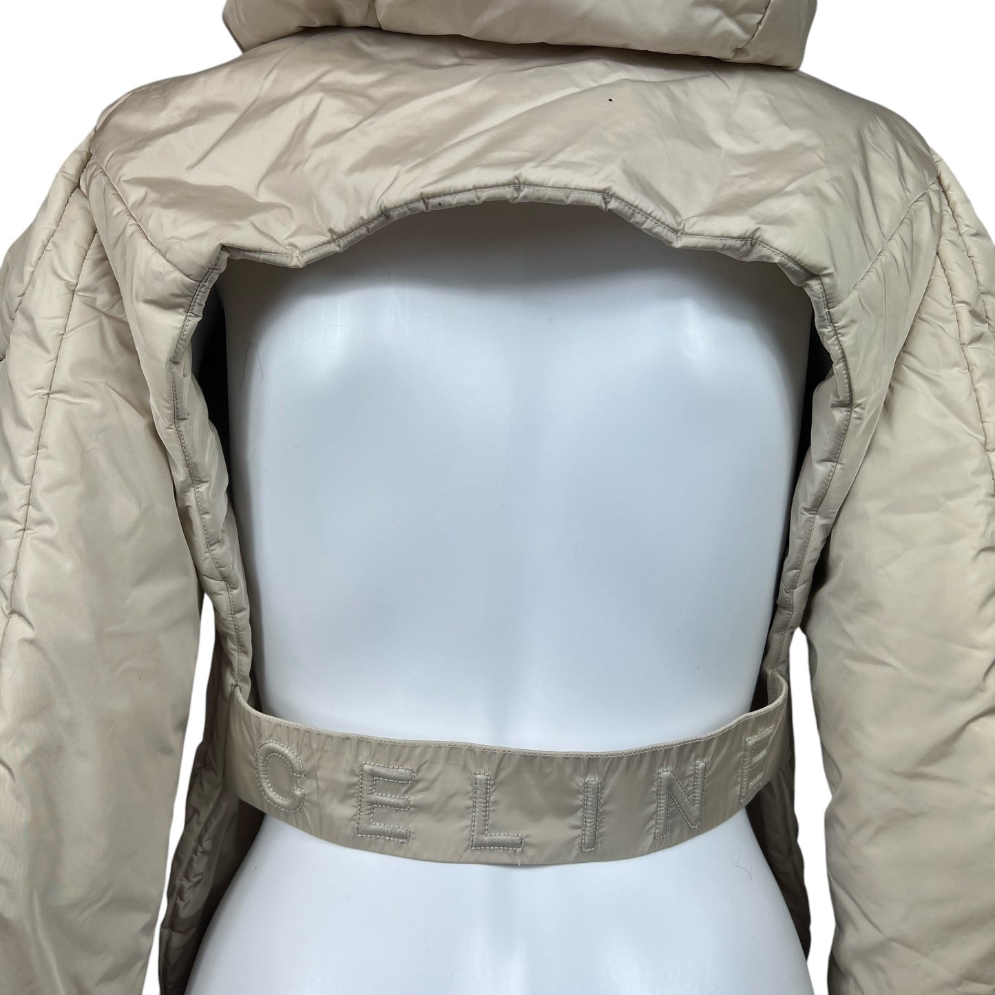 Celine Ivory Cutout Puffer Coat