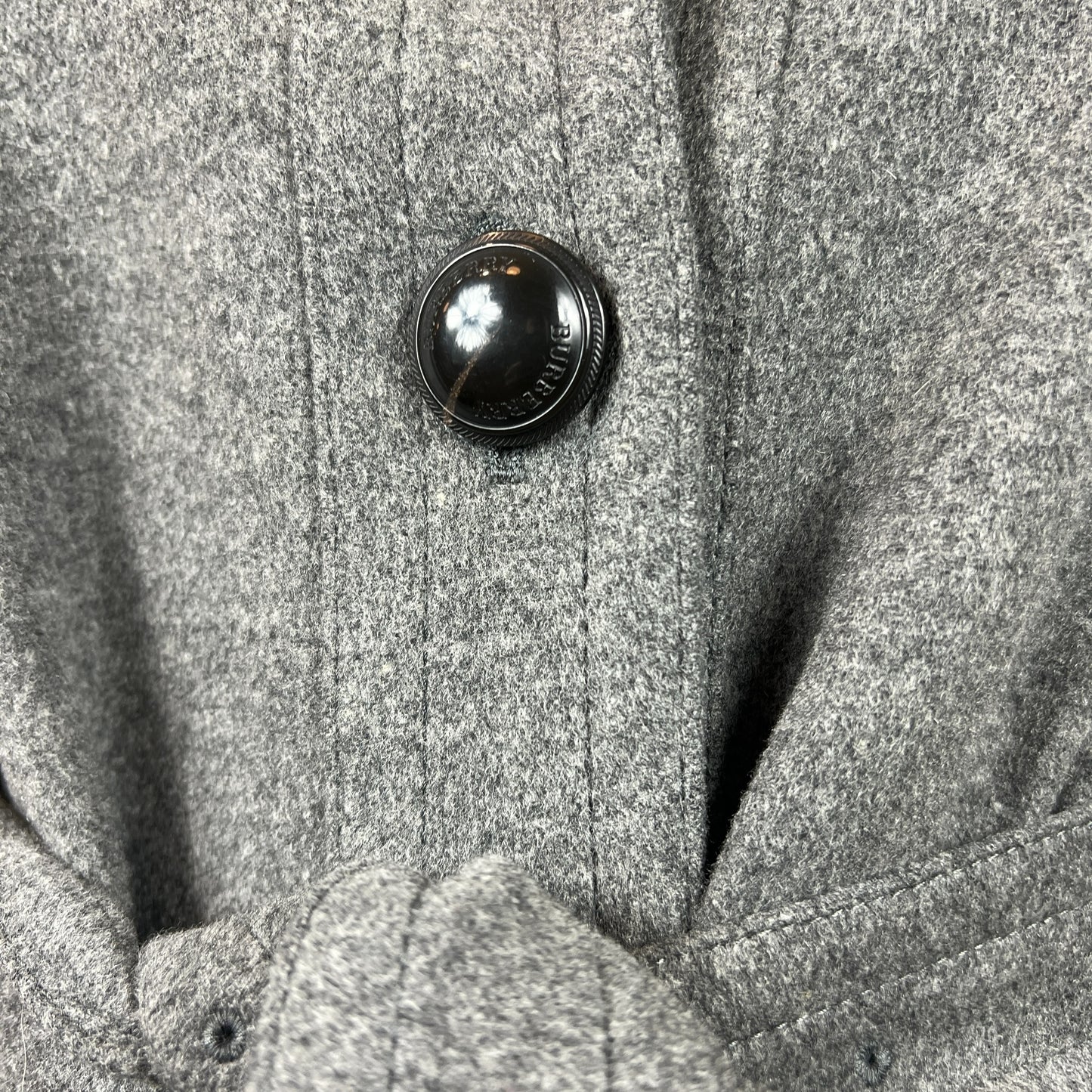 Burberry Gray Cashmere Fur Trim Trench Coat