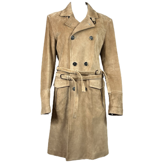 Salvatore Ferragamo Tan Suede Trench Coat