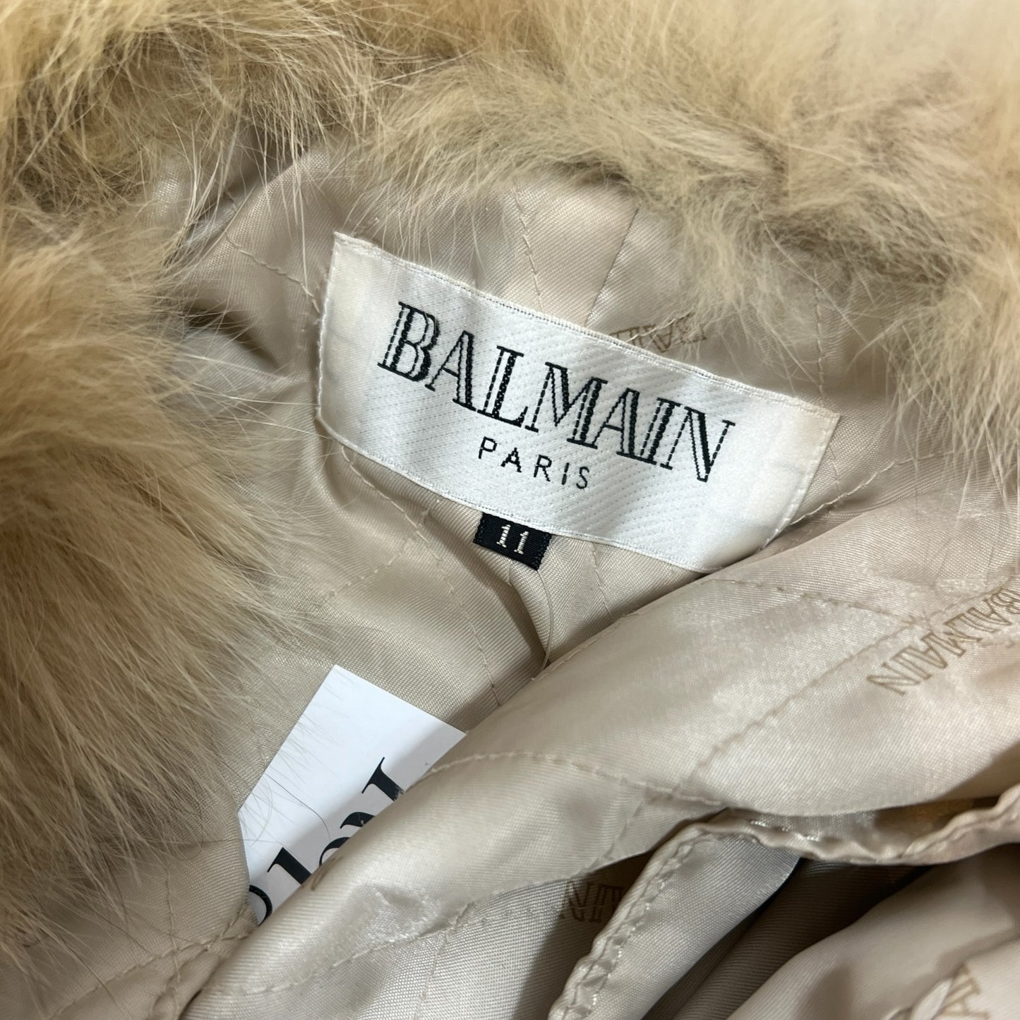 Balmain Beige Leather Fur Trim Jacket