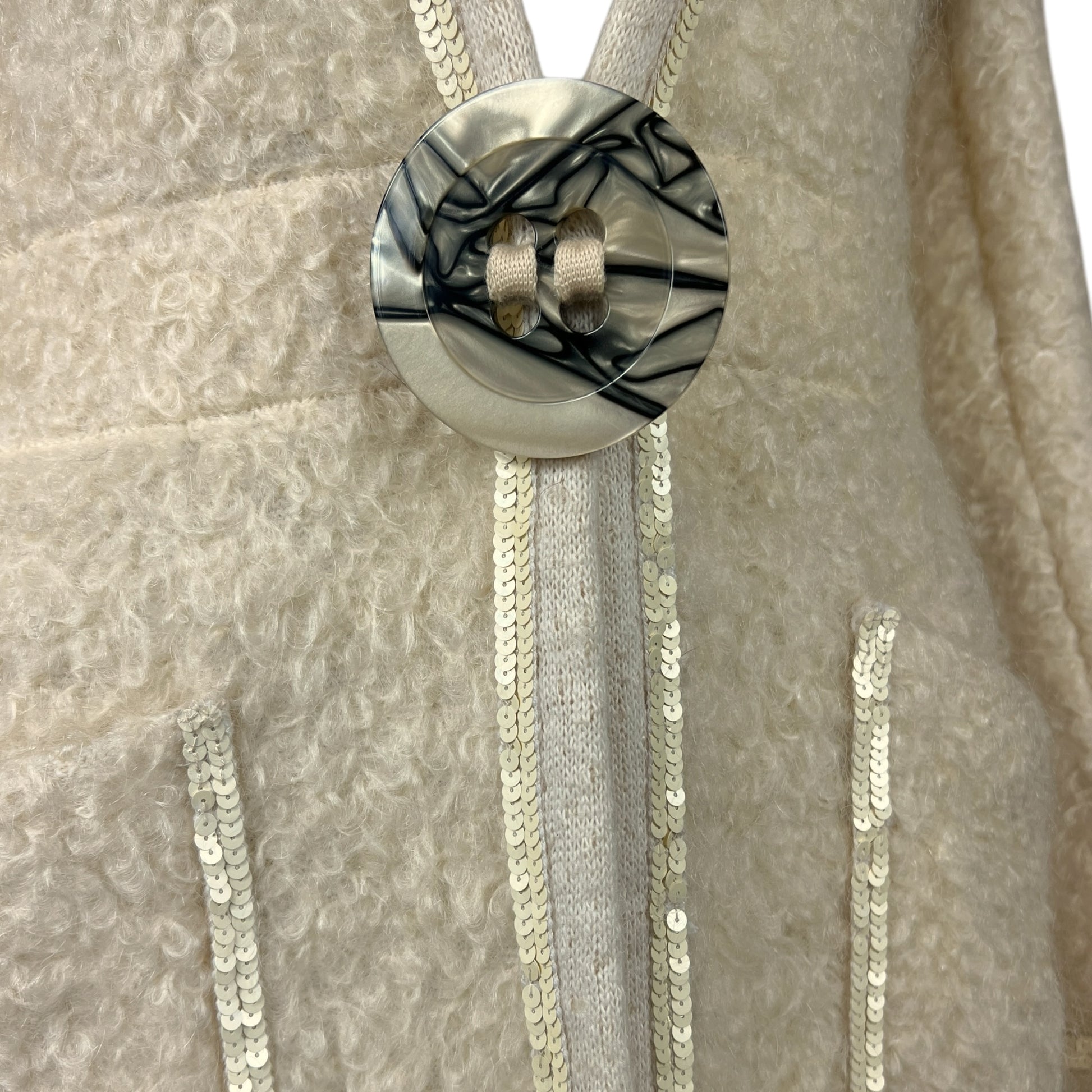 Dolce & Gabbana Ivory Knit Coat With Fox Fur Collar