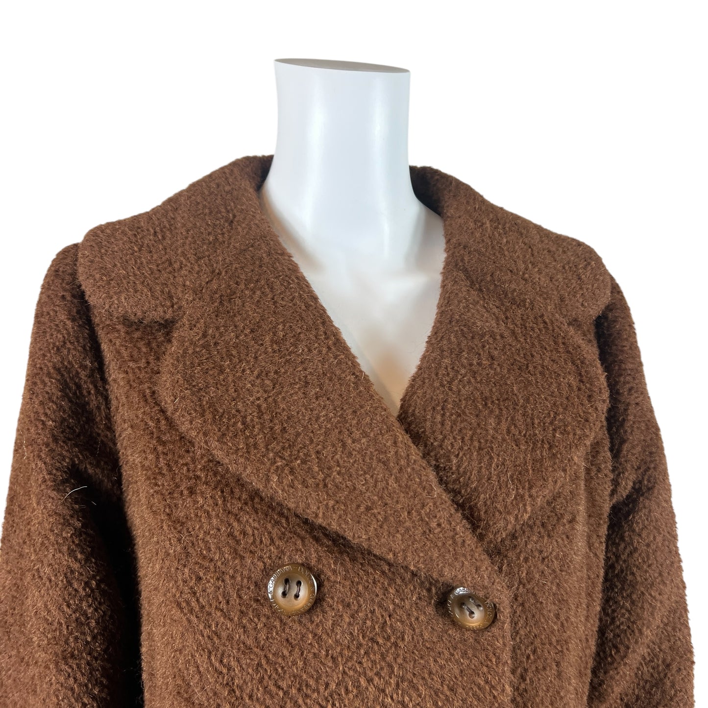 Dolce & Gabbana Brown Wool & Alpaca Pea Coat