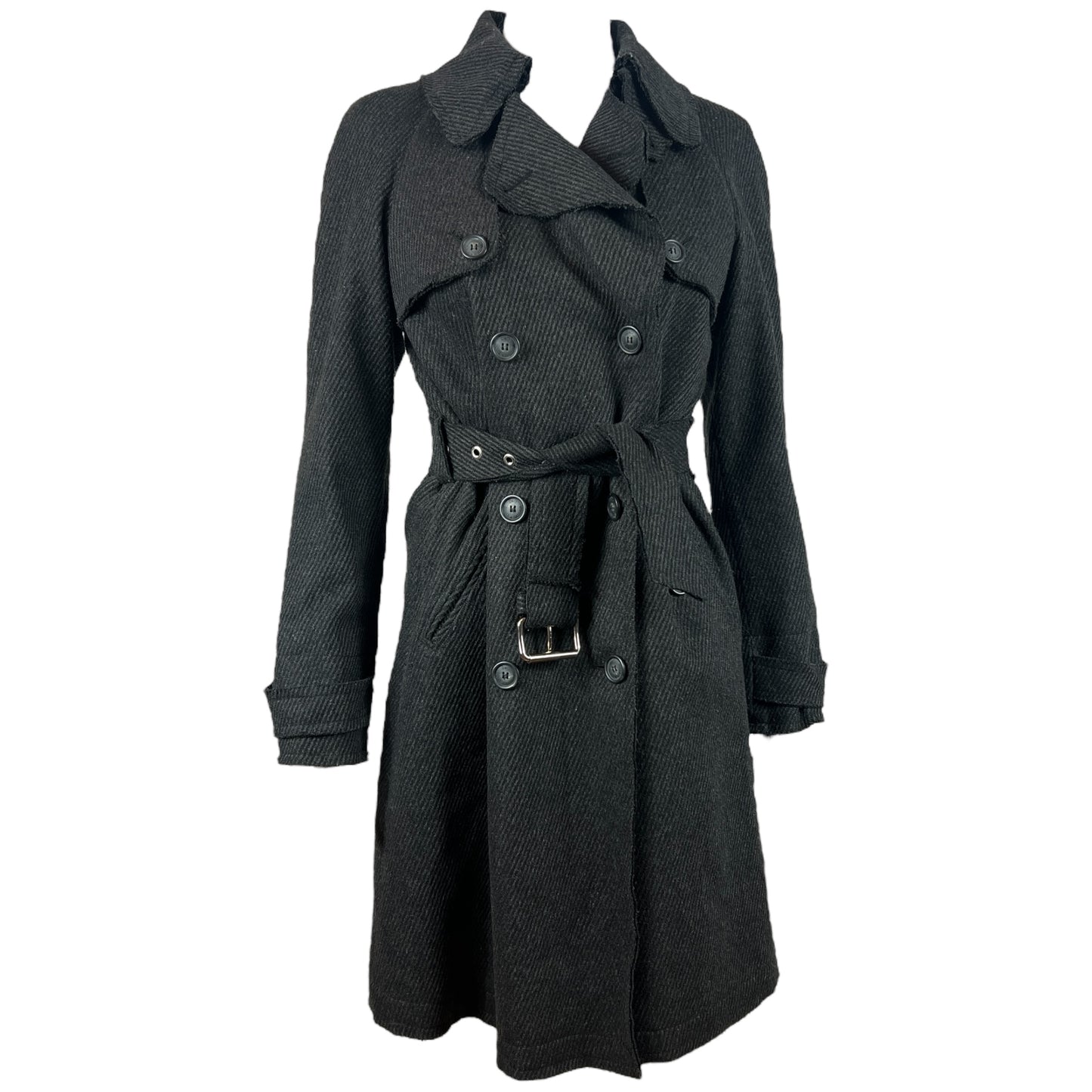 D&G Dolce & Gabbana Gray Wool Trench Coat