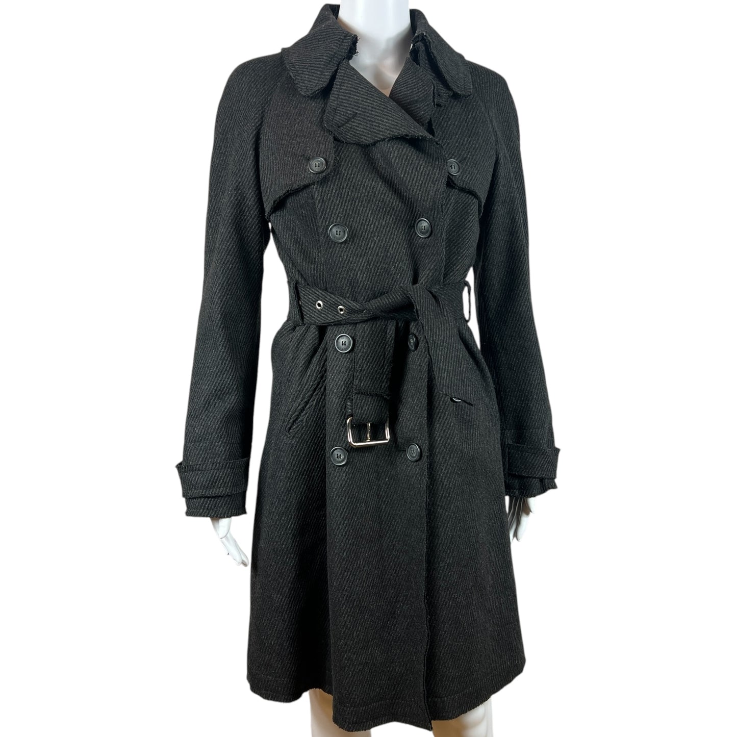 D&G Dolce & Gabbana Gray Wool Trench Coat