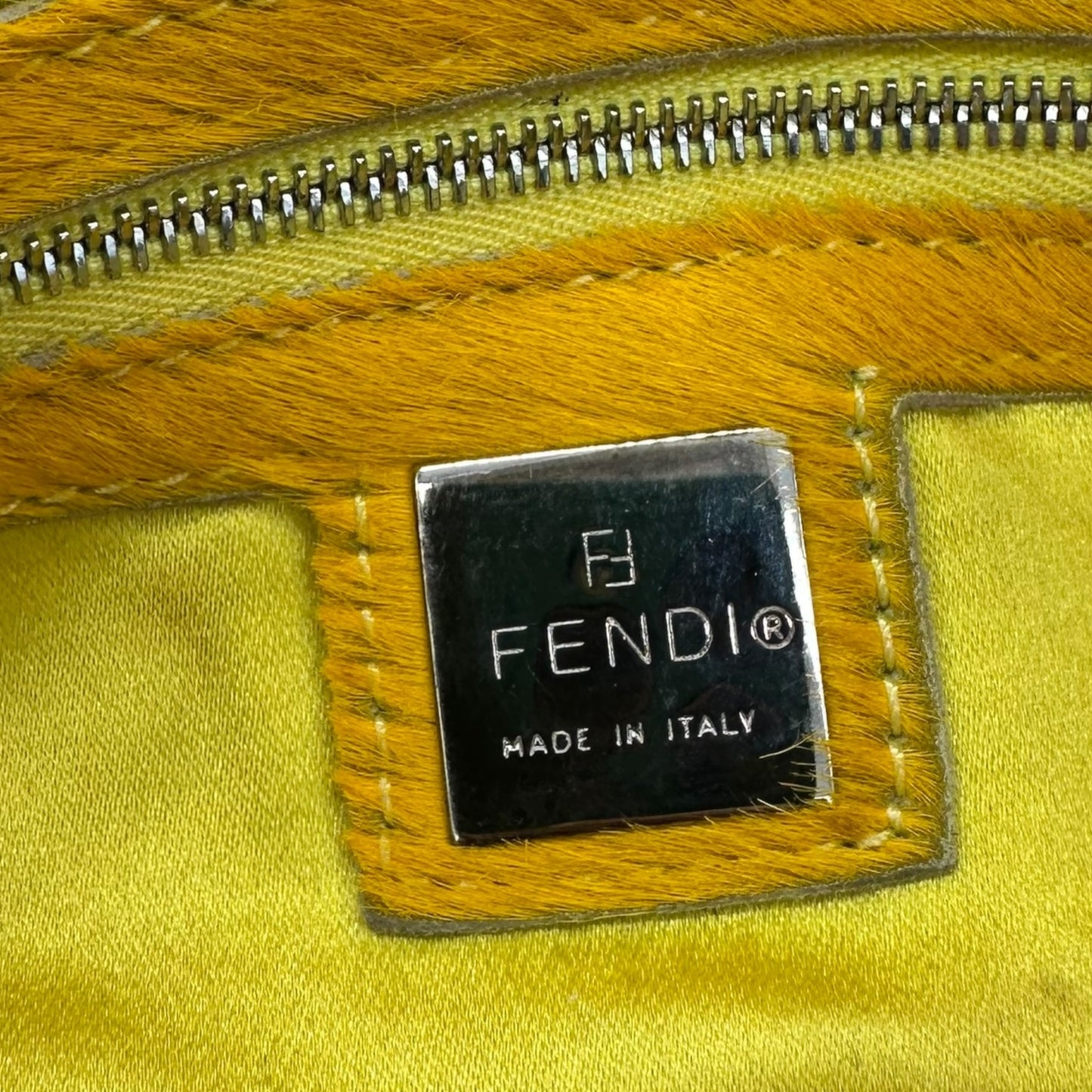 Fendi Embroidered & Beaded Ponyhair Trim Baguette Bag RARE