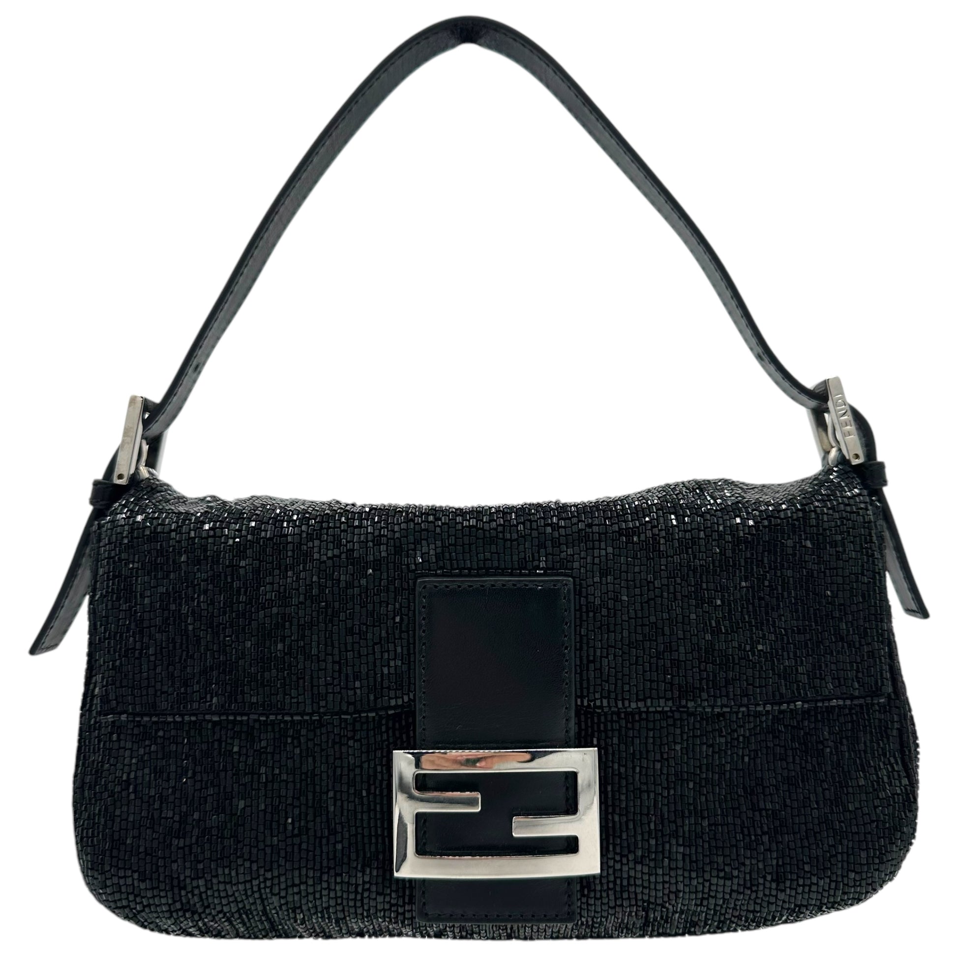 Fendi Black Beaded Baguette Bag - Outfit Repeater