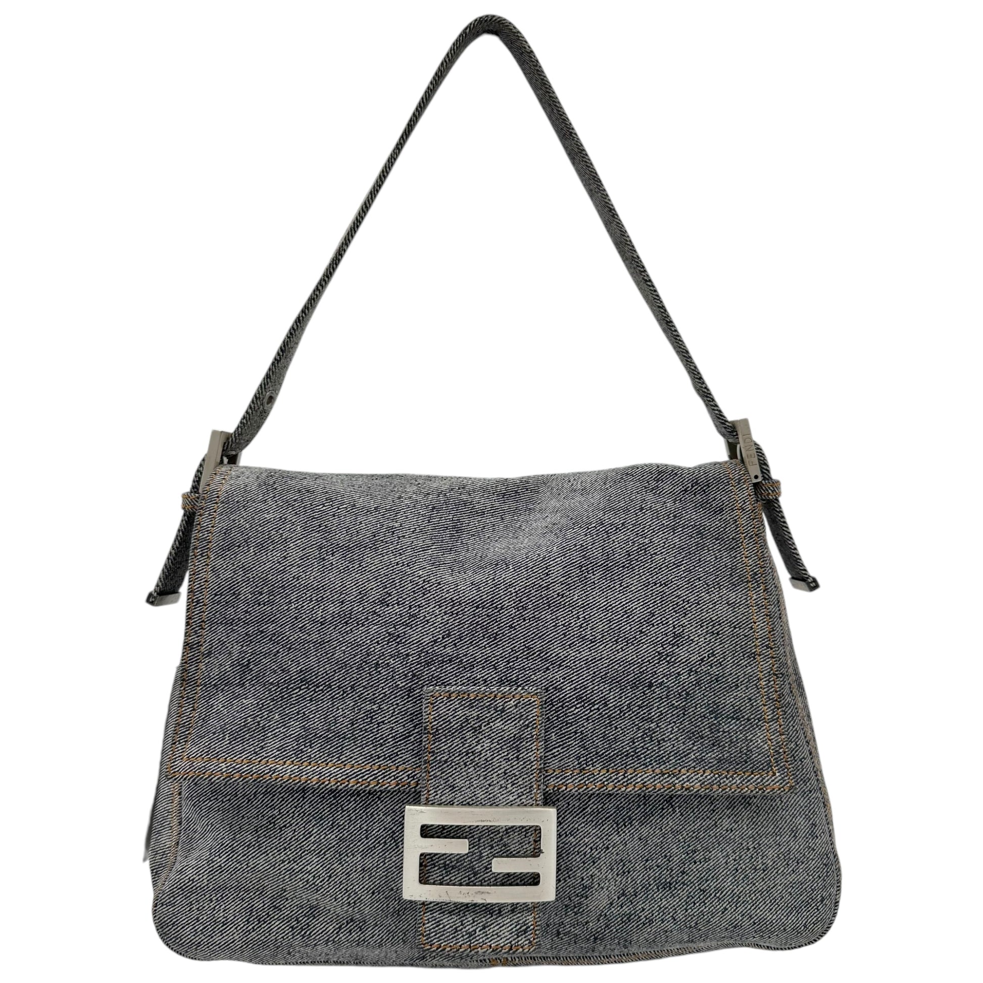 Fendi Light Wash Denim Look Suede Mama Baguette Bag RARE - Outfit Repeater