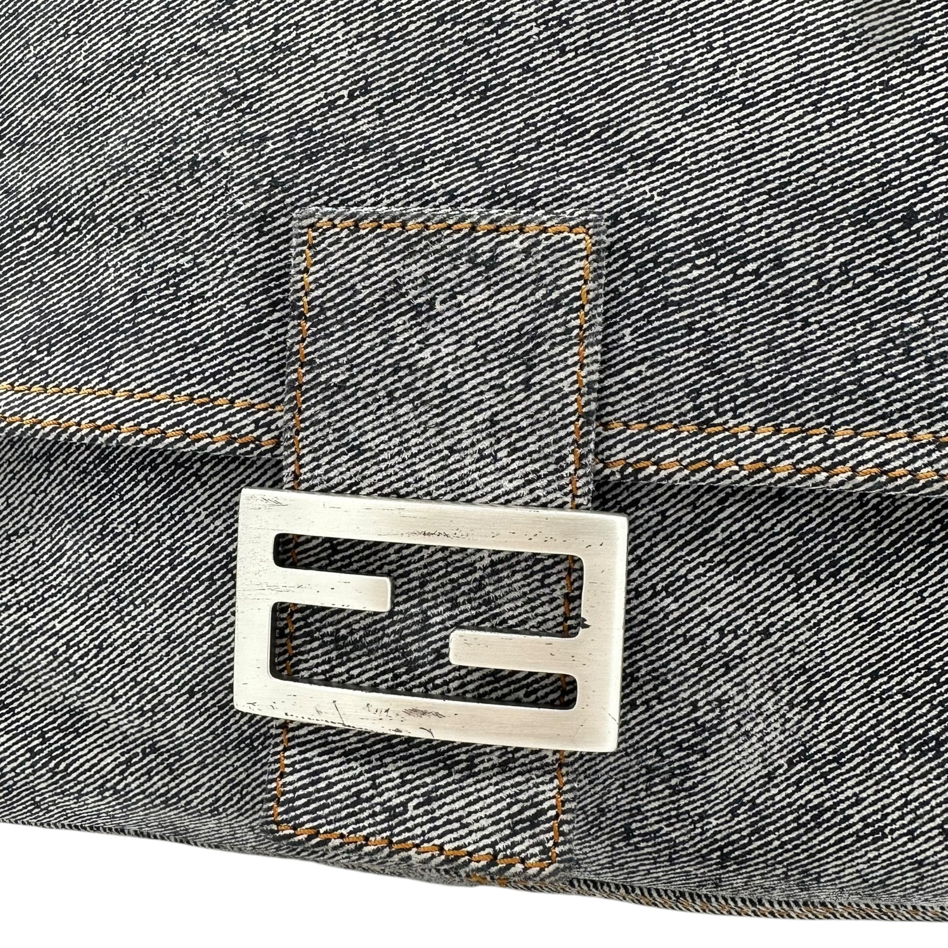 Fendi Light Wash Denim Look Suede Mama Baguette Bag RARE - Outfit Repeater