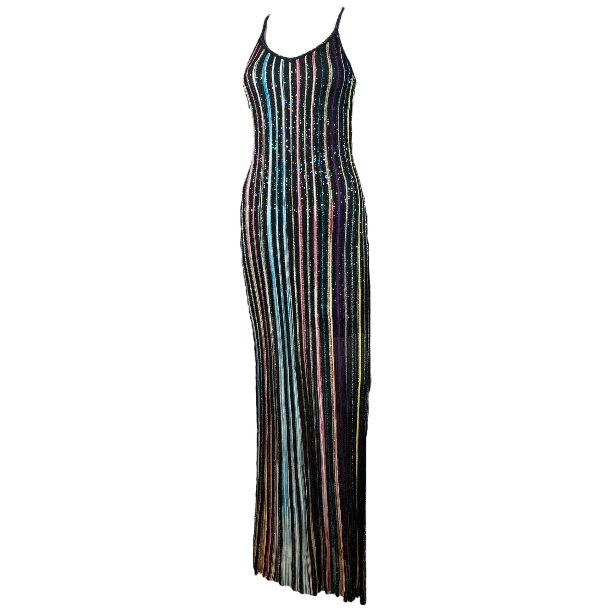Missoni Sequin Multicolor Stripe Knit Maxi Dress