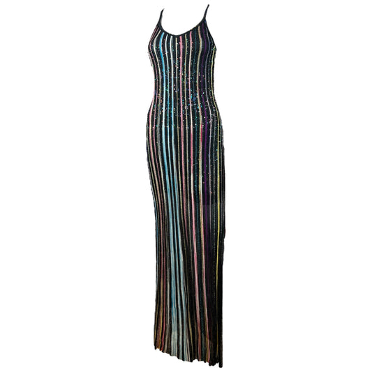 Missoni Sequin Multicolor Stripe Knit Maxi Dress