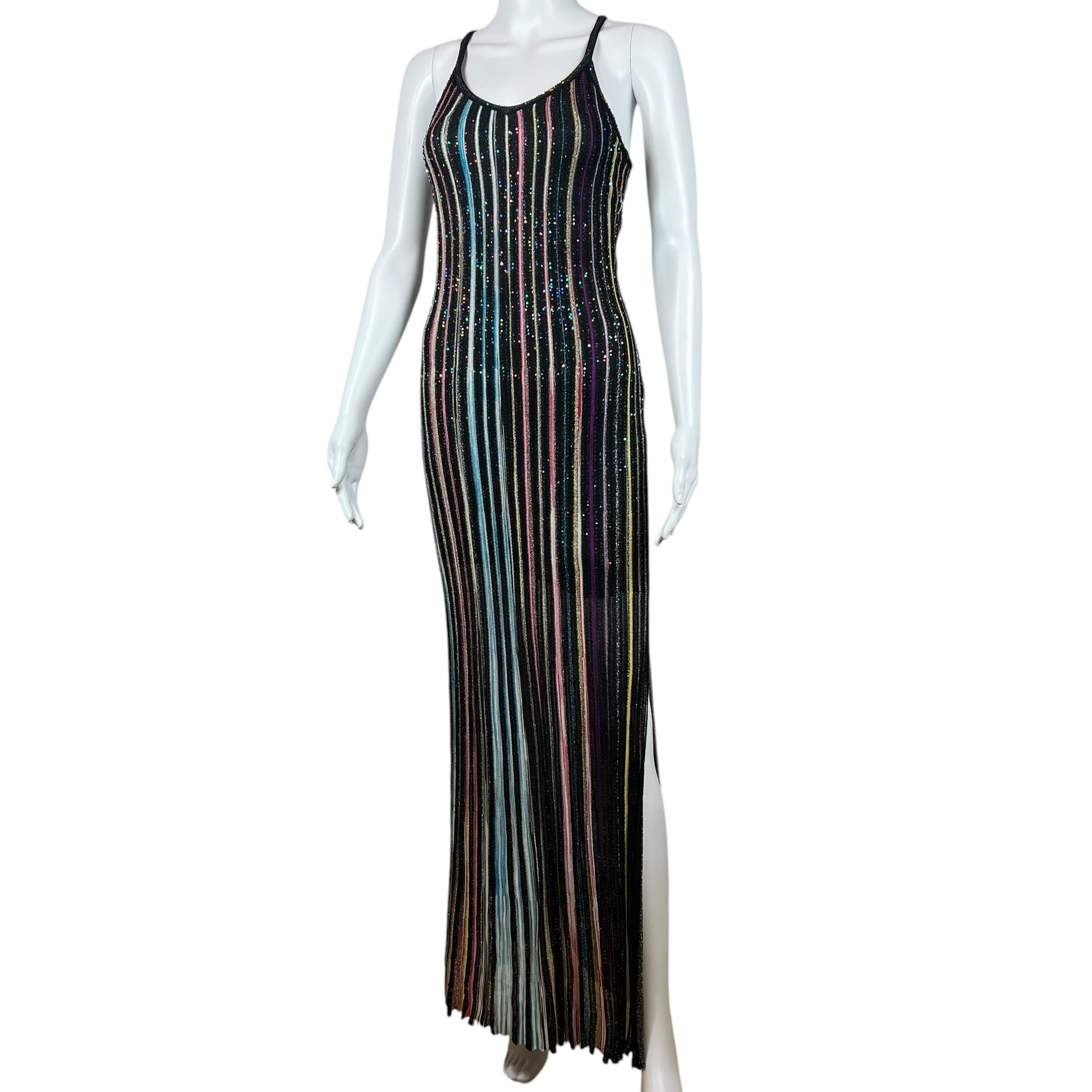 Missoni Sequin Multicolor Stripe Knit Maxi Dress