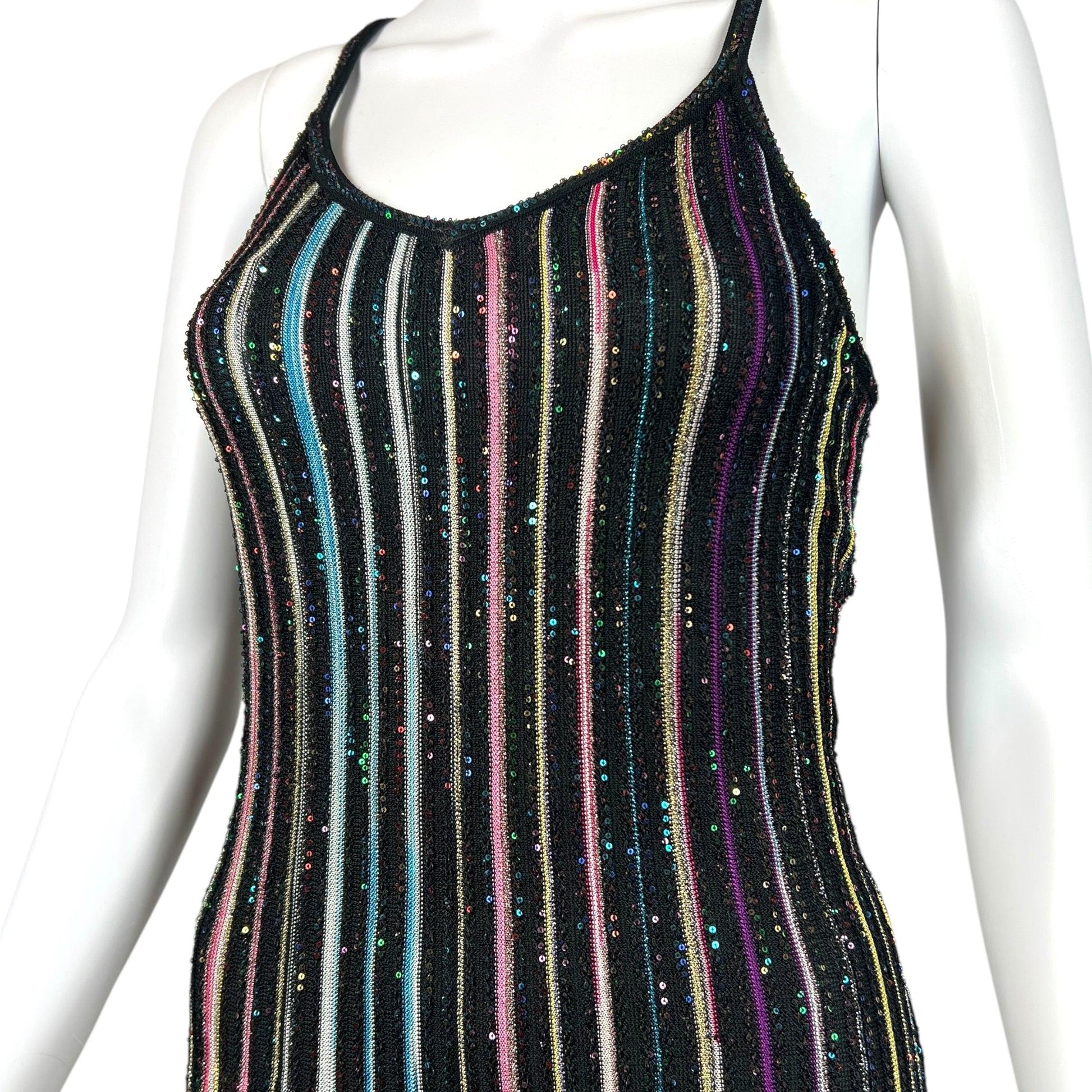Missoni Sequin Multicolor Stripe Knit Maxi Dress