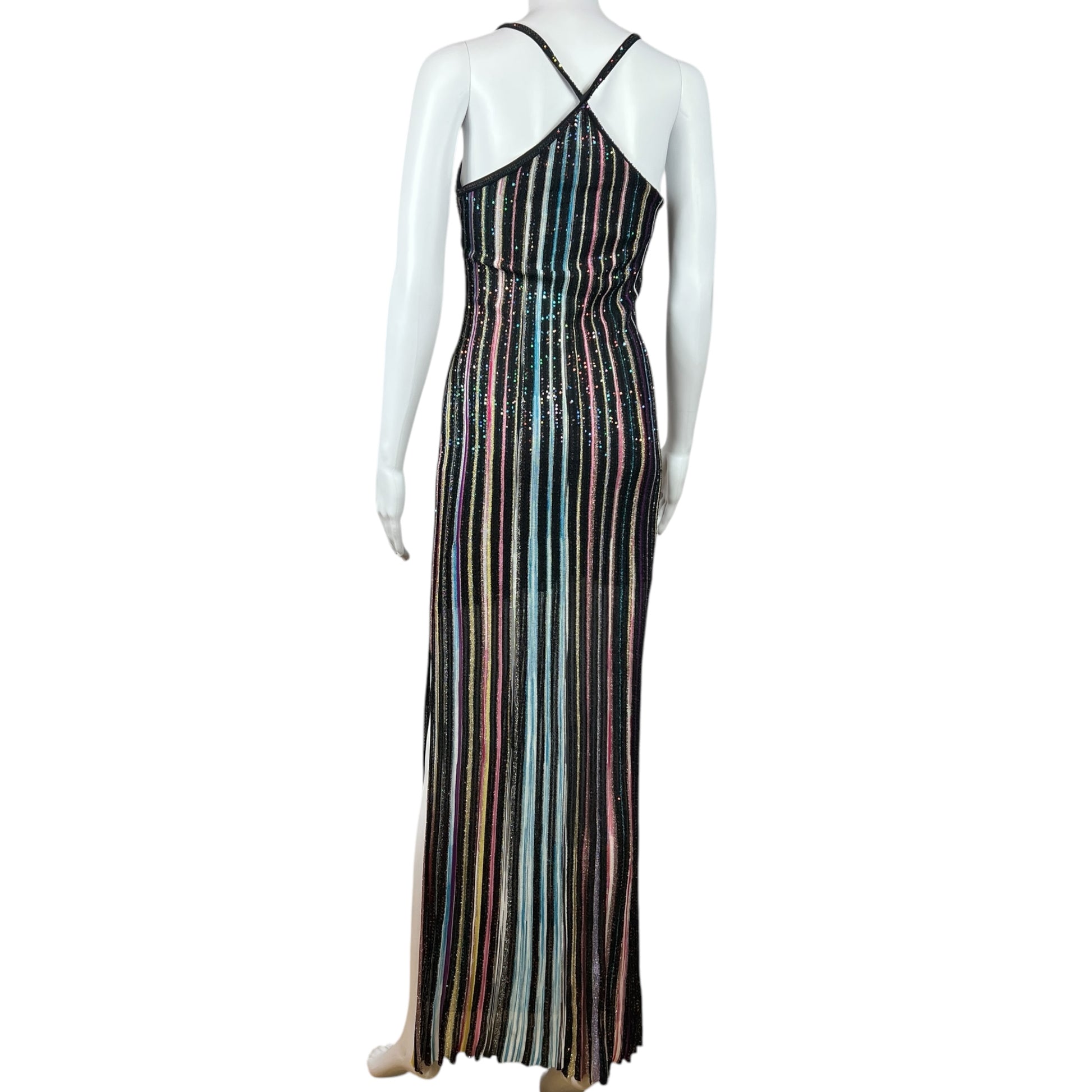 Missoni Sequin Multicolor Stripe Knit Maxi Dress