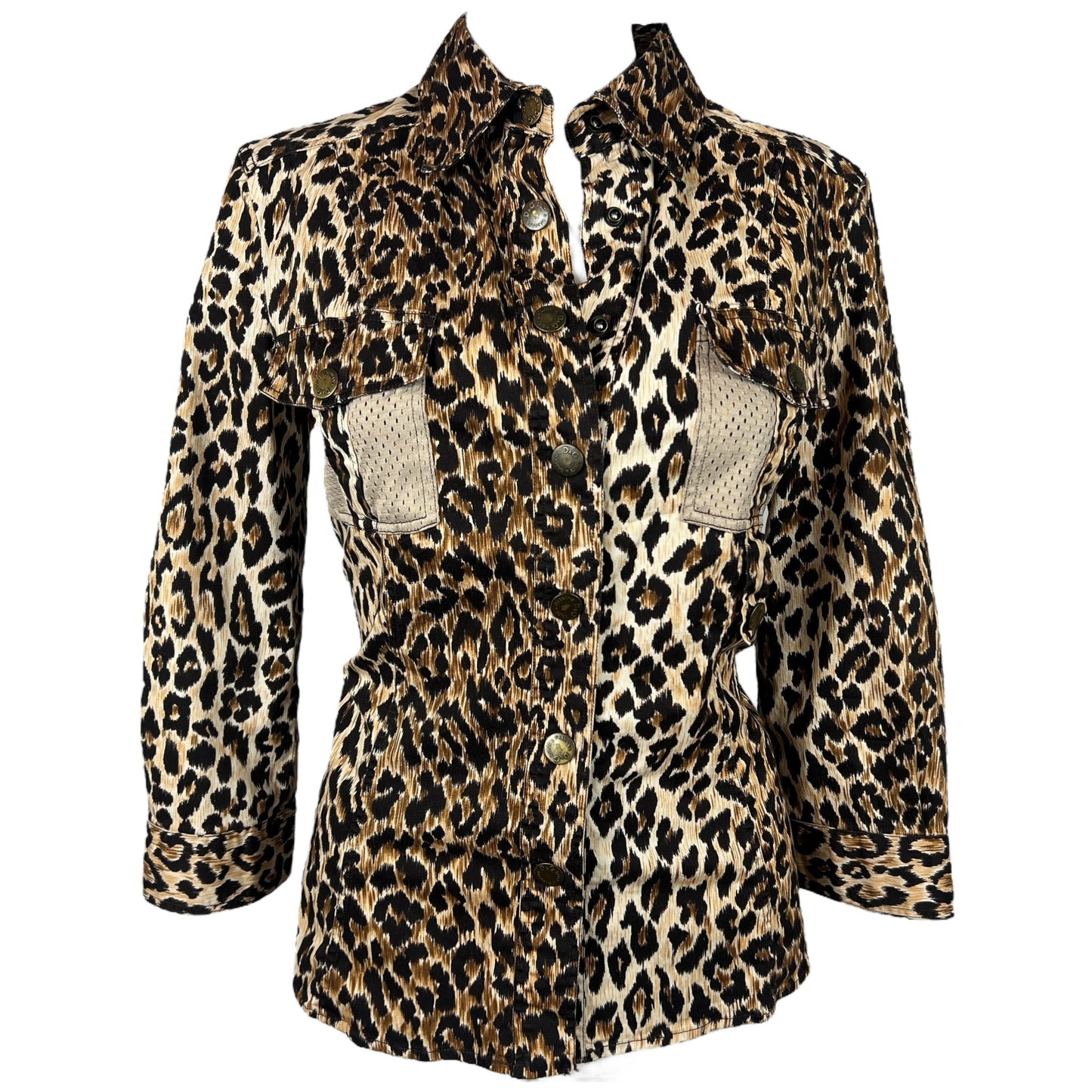 D&G Dolce & Gabbana Leopard Print Cargo Pocket Blouse