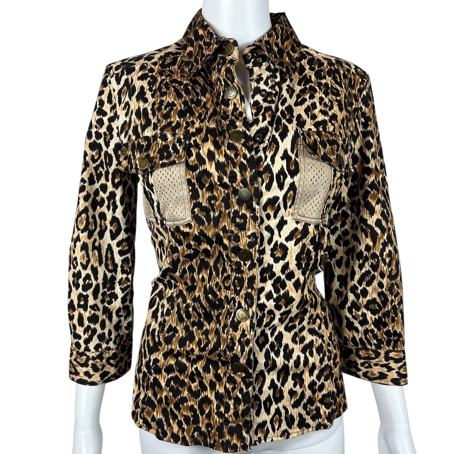 D&G Dolce & Gabbana Leopard Print Cargo Pocket Blouse