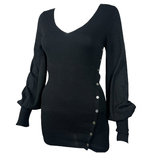 Valentino Black Cashmere V-Neck Button Sweater - Outfit Repeater