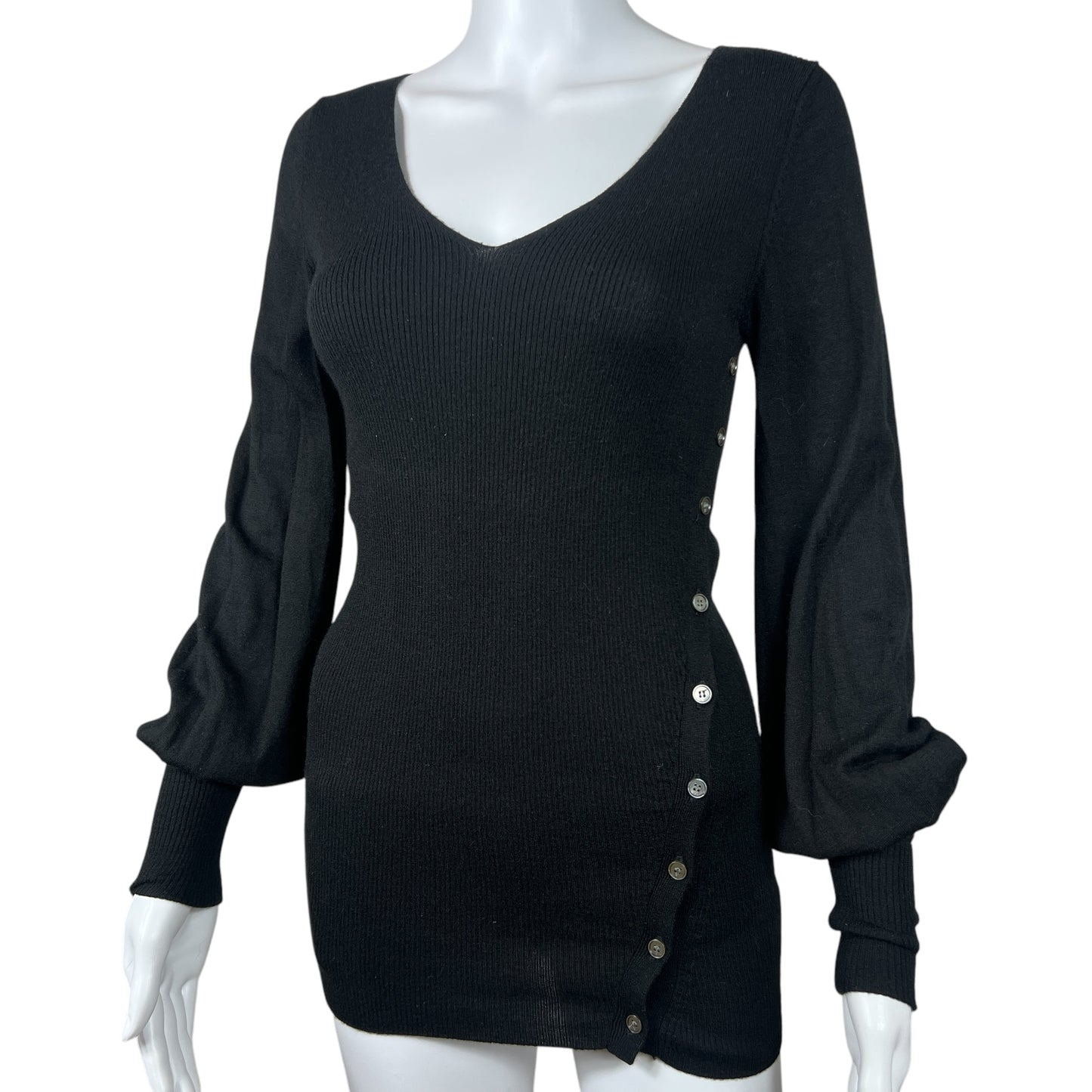 Valentino Black Cashmere V-Neck Button Sweater - Outfit Repeater