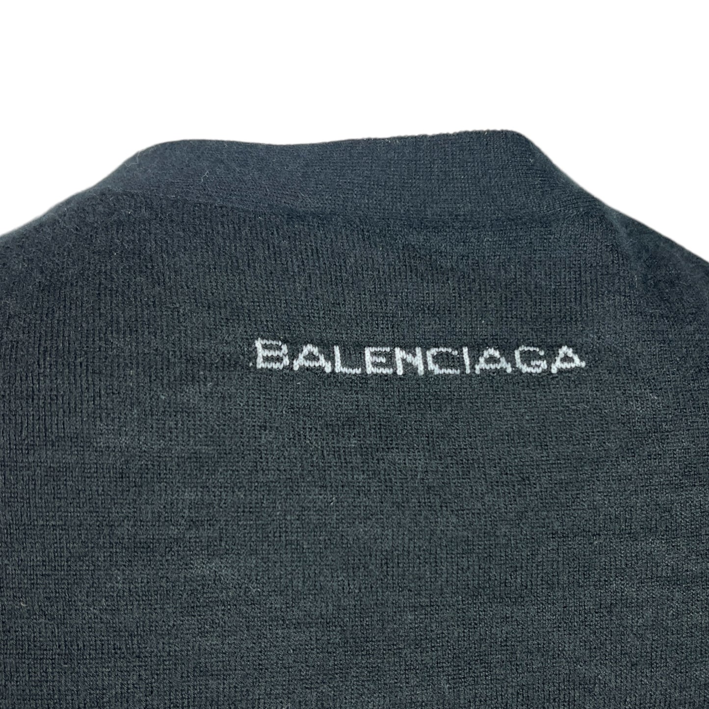 Balenciaga Black Logo Back Cashmere Cardigan