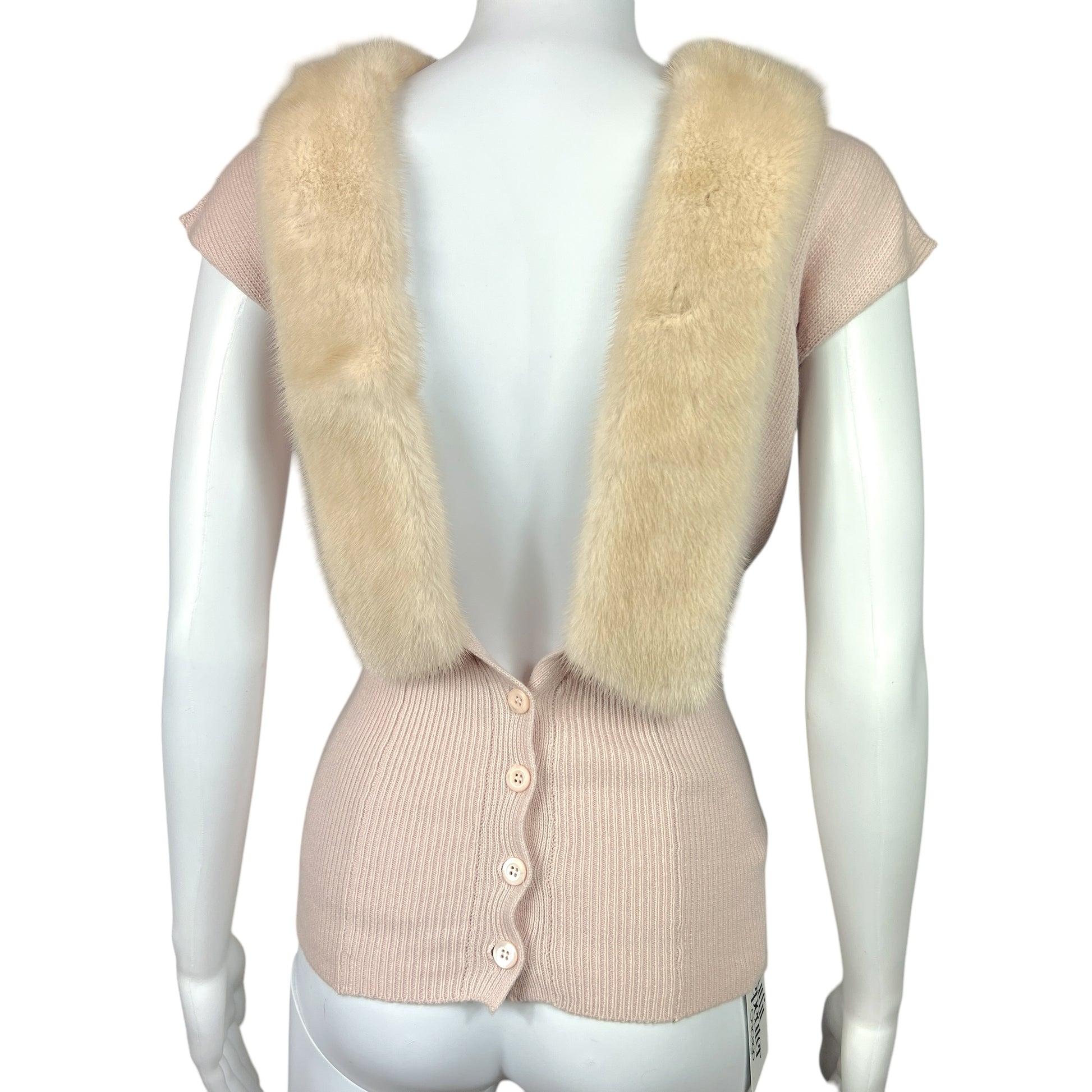 Prada Pink Cashmere & Mink Keyhole Cut-Out Sweater Top - Outfit Repeater