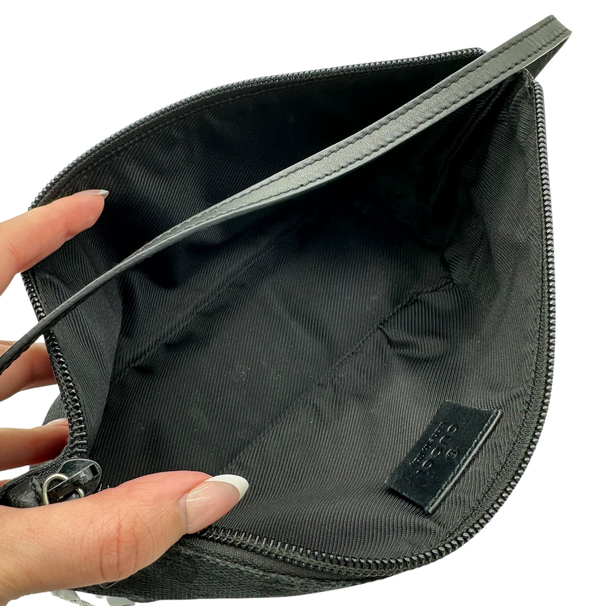 Gucci Black Monogram Canvas Pochette Bag - Outfit Repeater