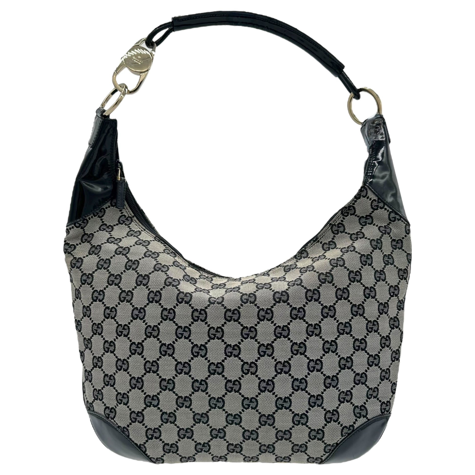 Gucci Gray Canvas Monogram Crescent Shoulder Bag - Outfit Repeater