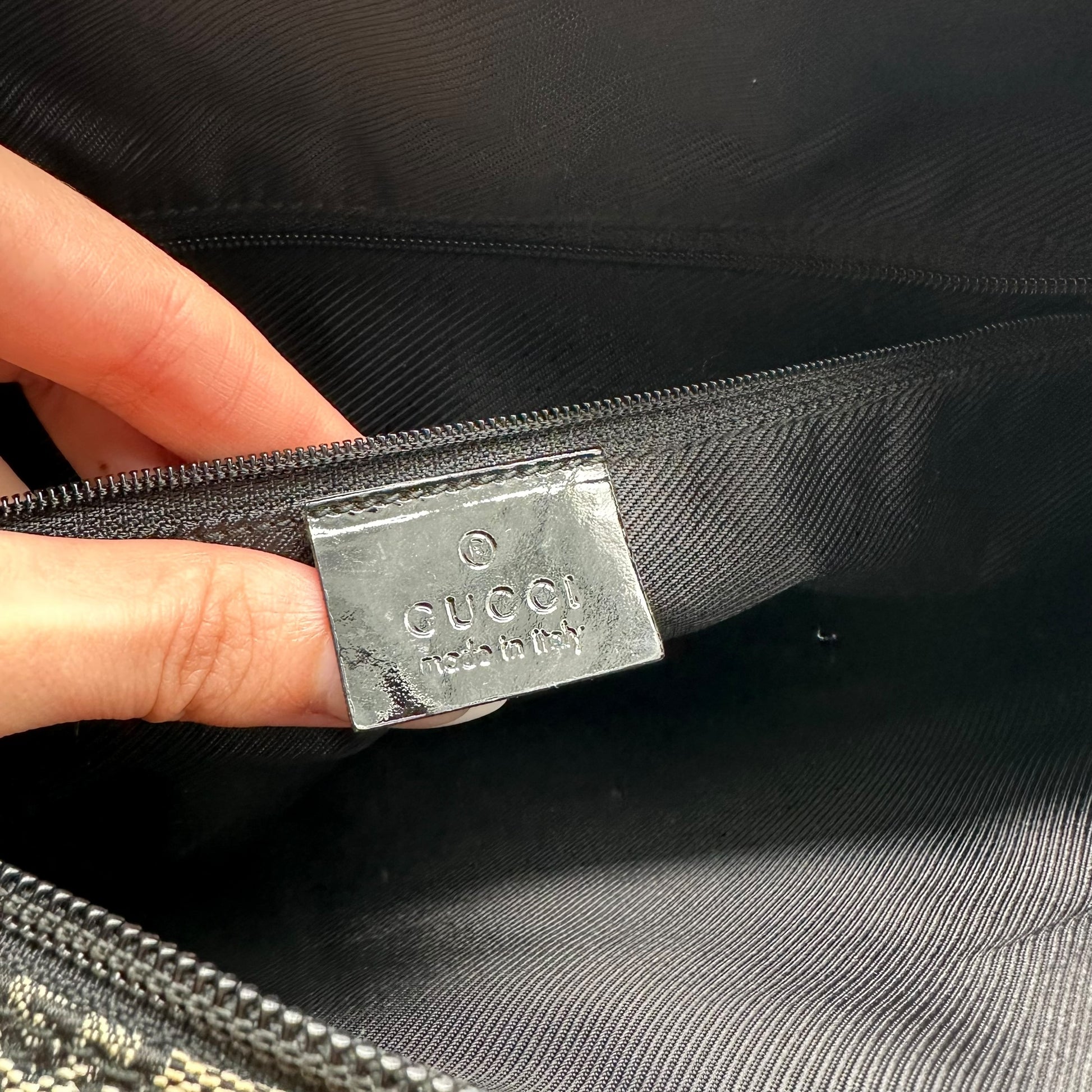 Gucci Gray Canvas Monogram Crescent Shoulder Bag - Outfit Repeater