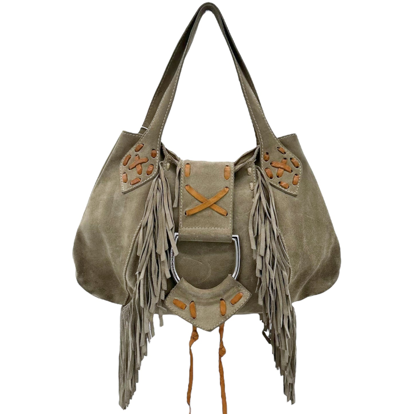 Dolce & Gabbana Gray Suede Fringe Bag - Outfit Repeater