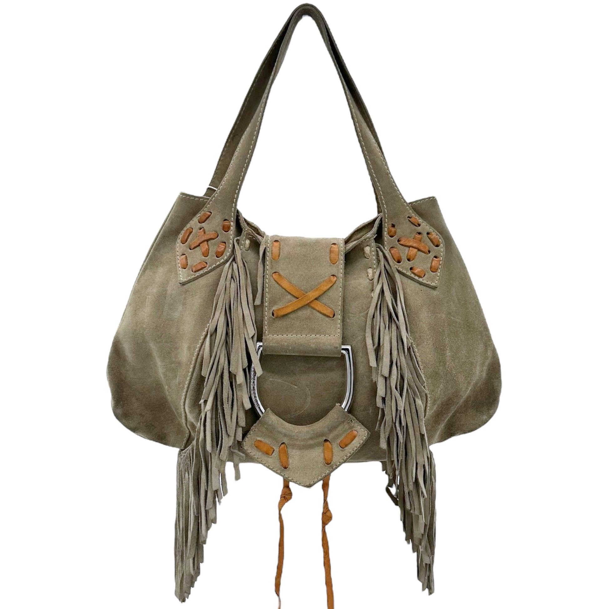 Dolce & Gabbana Gray Suede Fringe Bag - Outfit Repeater