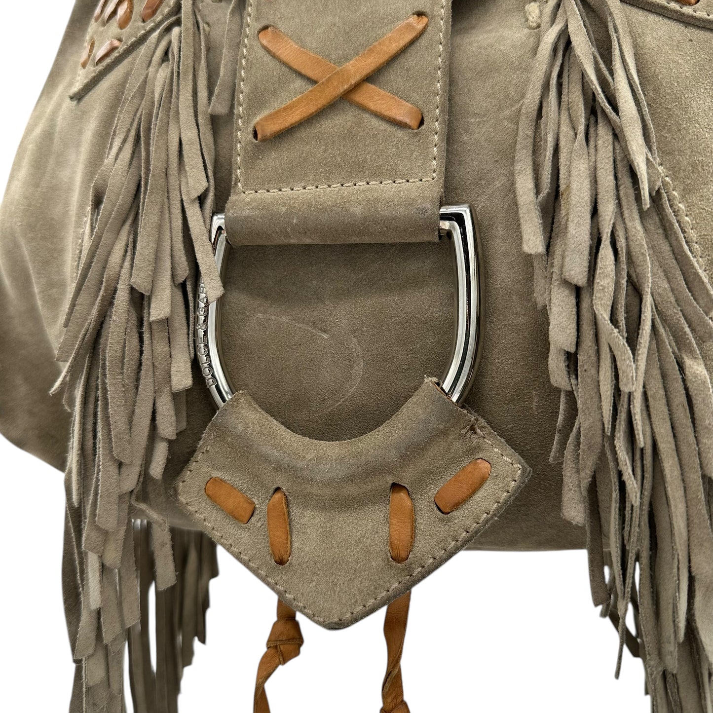 Dolce & Gabbana Gray Suede Fringe Bag - Outfit Repeater