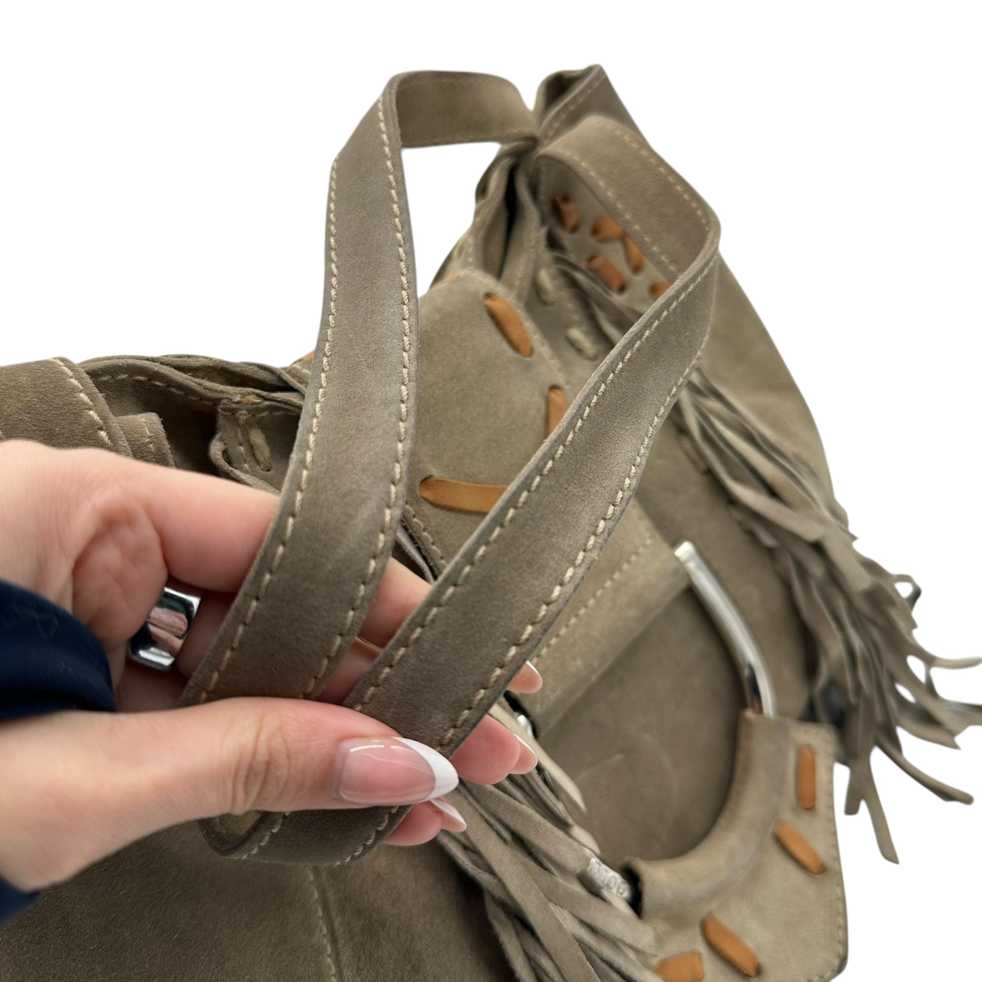 Dolce & Gabbana Gray Suede Fringe Bag - Outfit Repeater