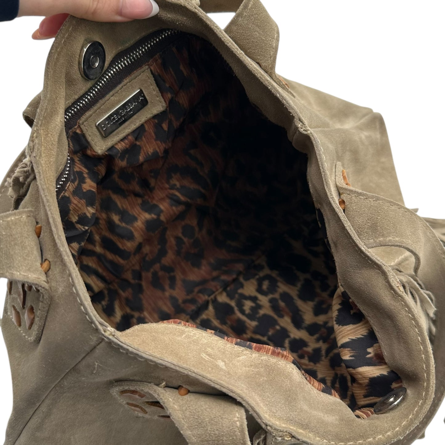 Dolce & Gabbana Gray Suede Fringe Bag - Outfit Repeater