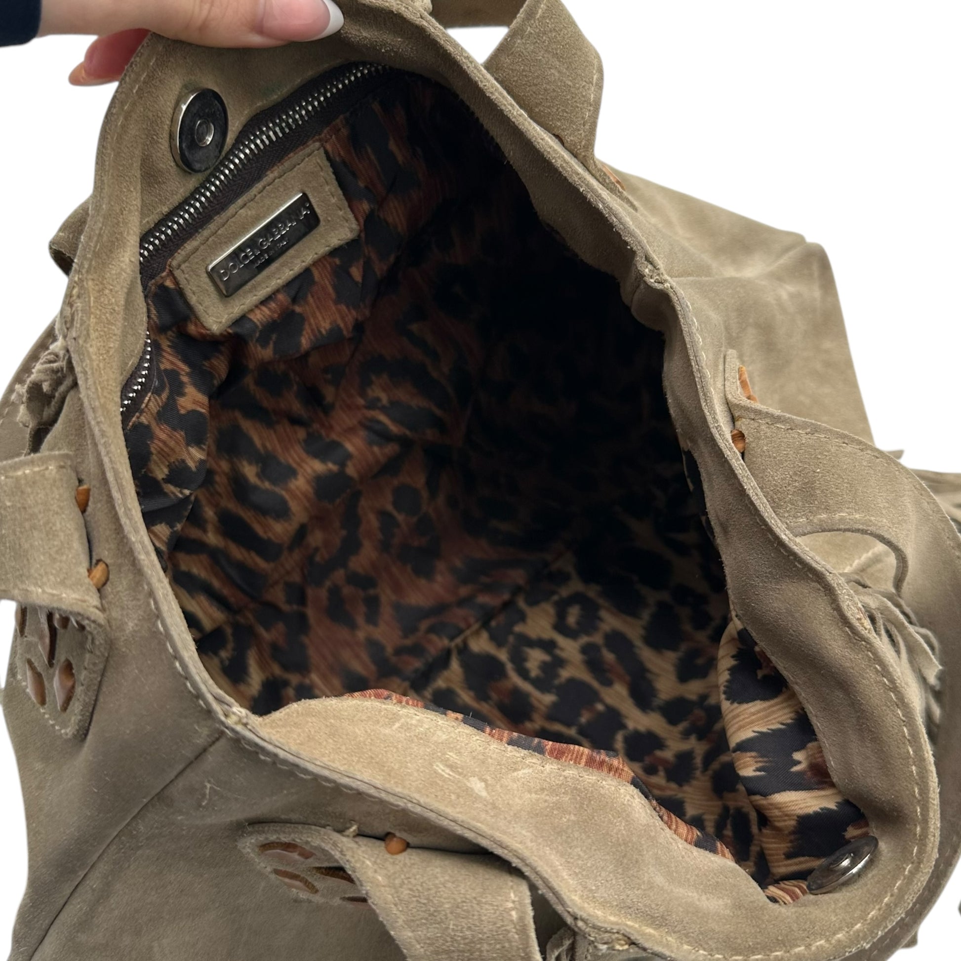 Dolce & Gabbana Gray Suede Fringe Bag - Outfit Repeater