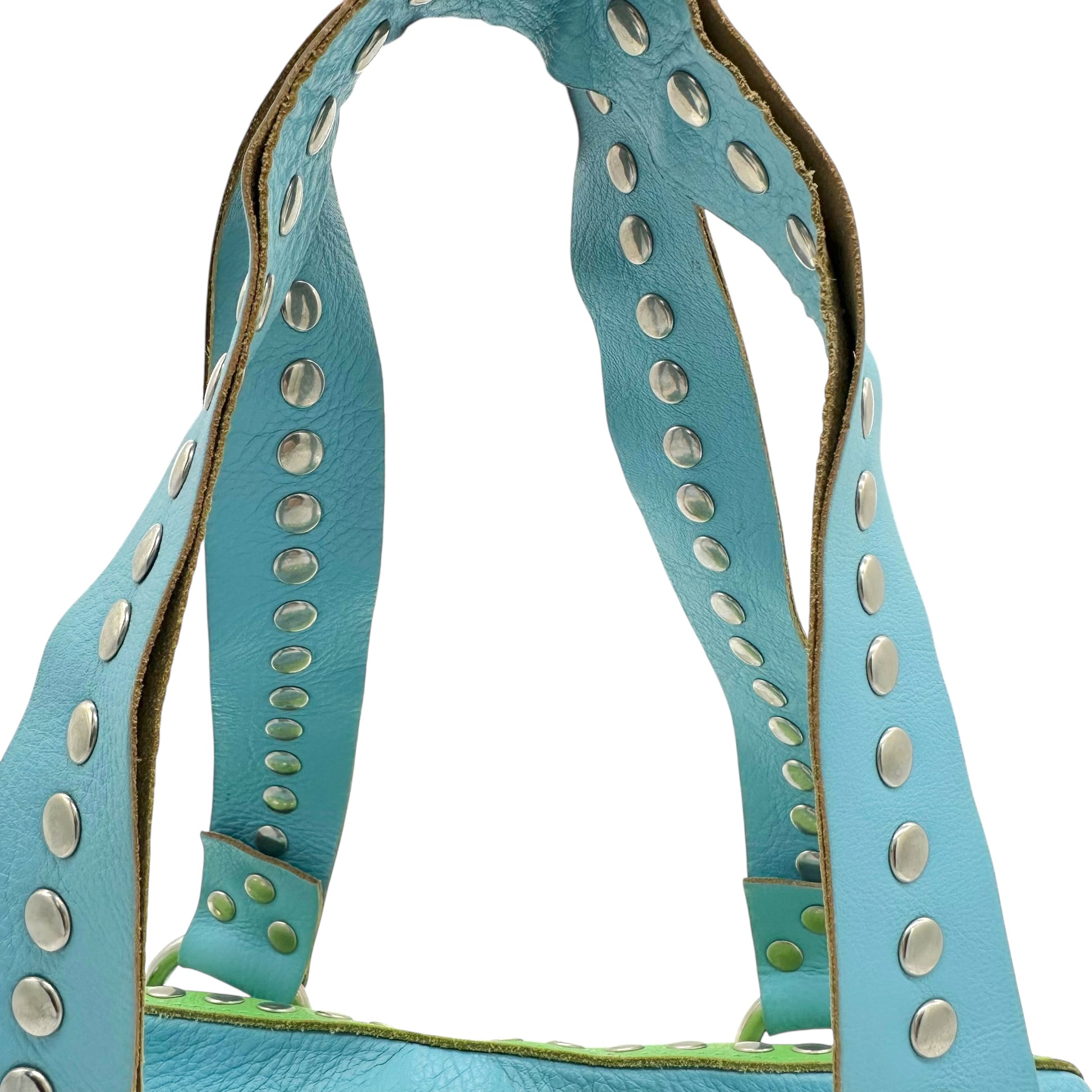D&G Dolce & Gabbana Blue & Green Studded Logo Bag - Outfit Repeater