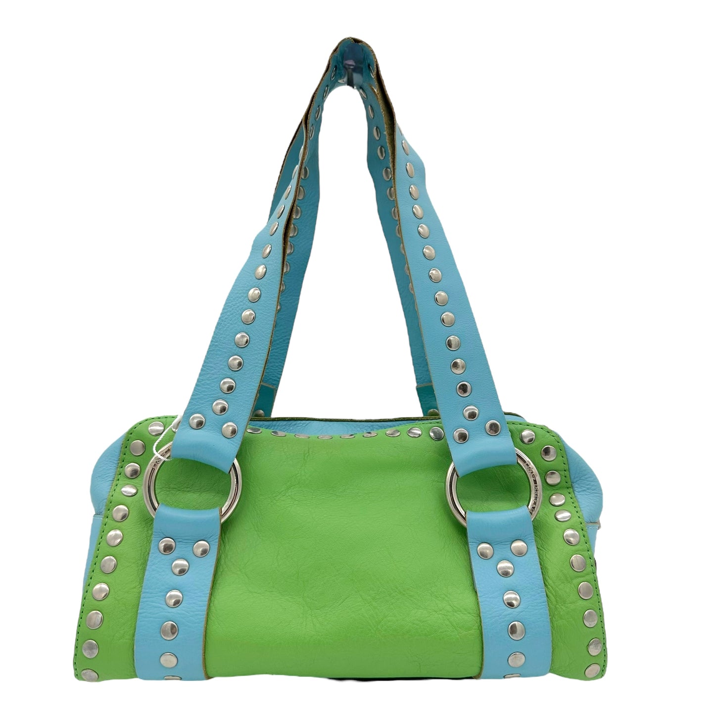 D&G Dolce & Gabbana Blue & Green Studded Logo Bag - Outfit Repeater