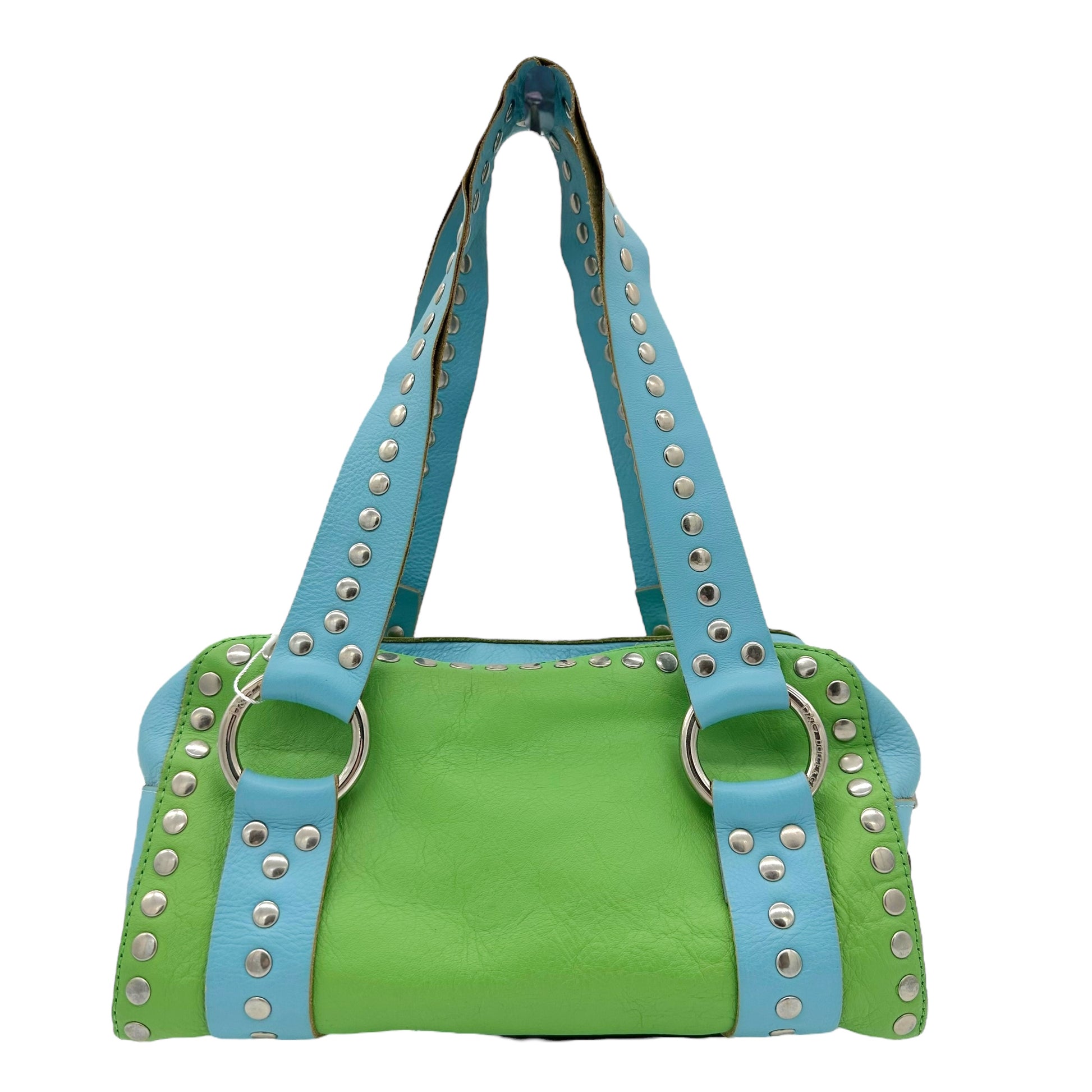 D&G Dolce & Gabbana Blue & Green Studded Logo Bag - Outfit Repeater