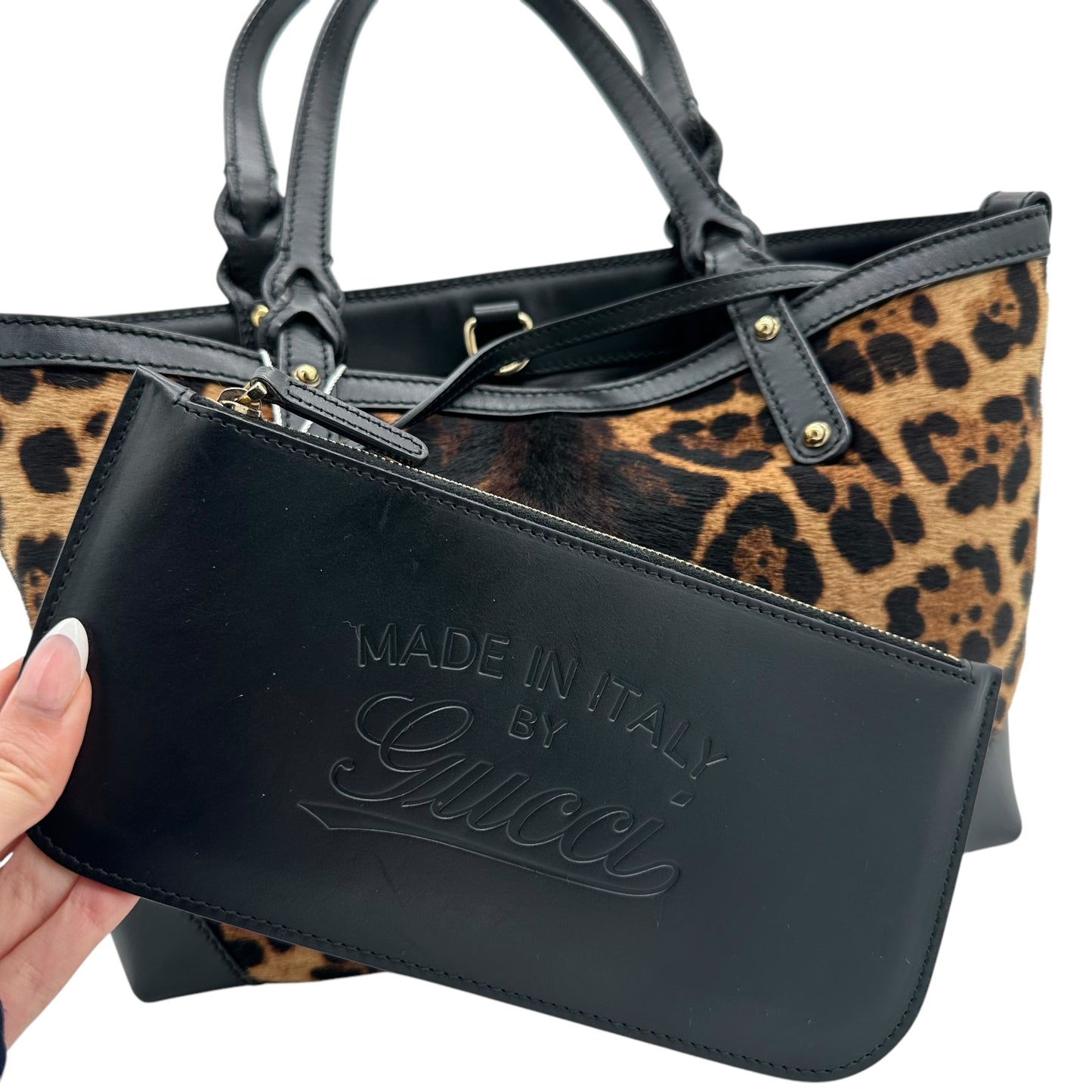 Gucci Leopard Print Pony Hair Tote Bag - Outfit Repeater