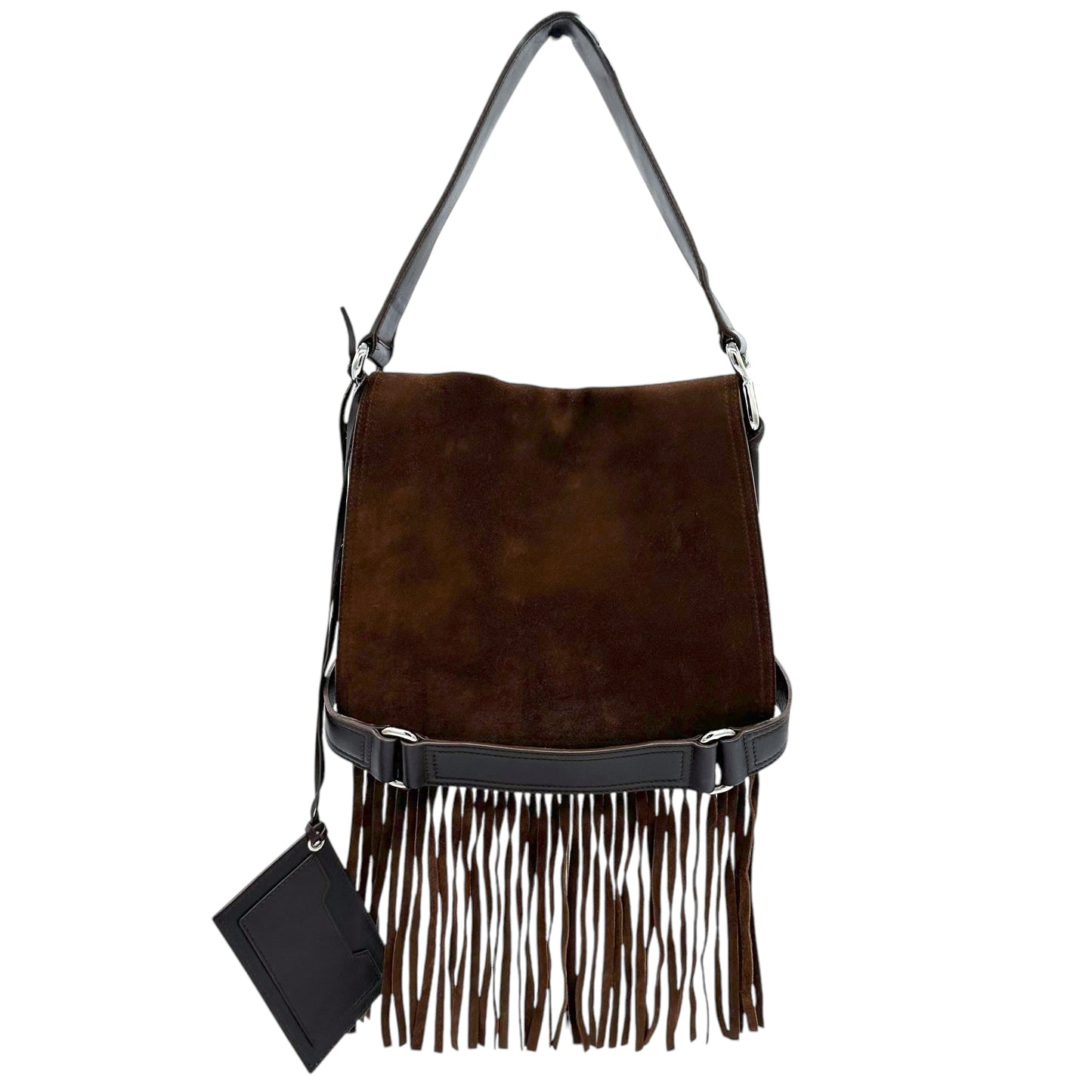 Balenciaga Brown Suede Fringe Trim Shoulder Bag RARE