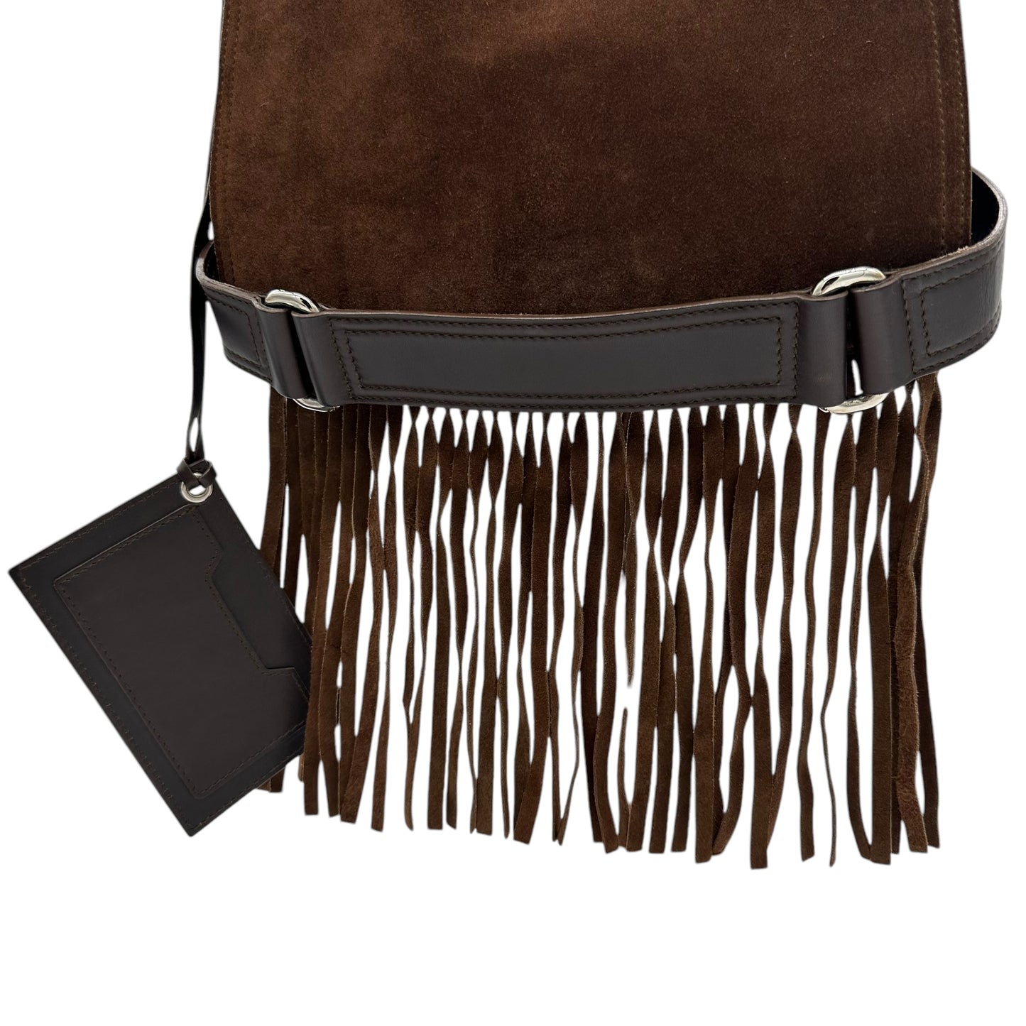 Balenciaga Brown Suede Fringe Trim Shoulder Bag RARE