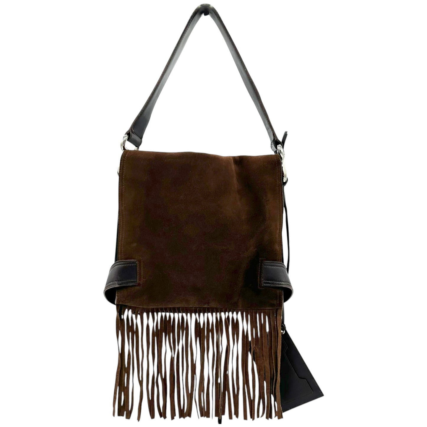 Balenciaga Brown Suede Fringe Trim Shoulder Bag RARE