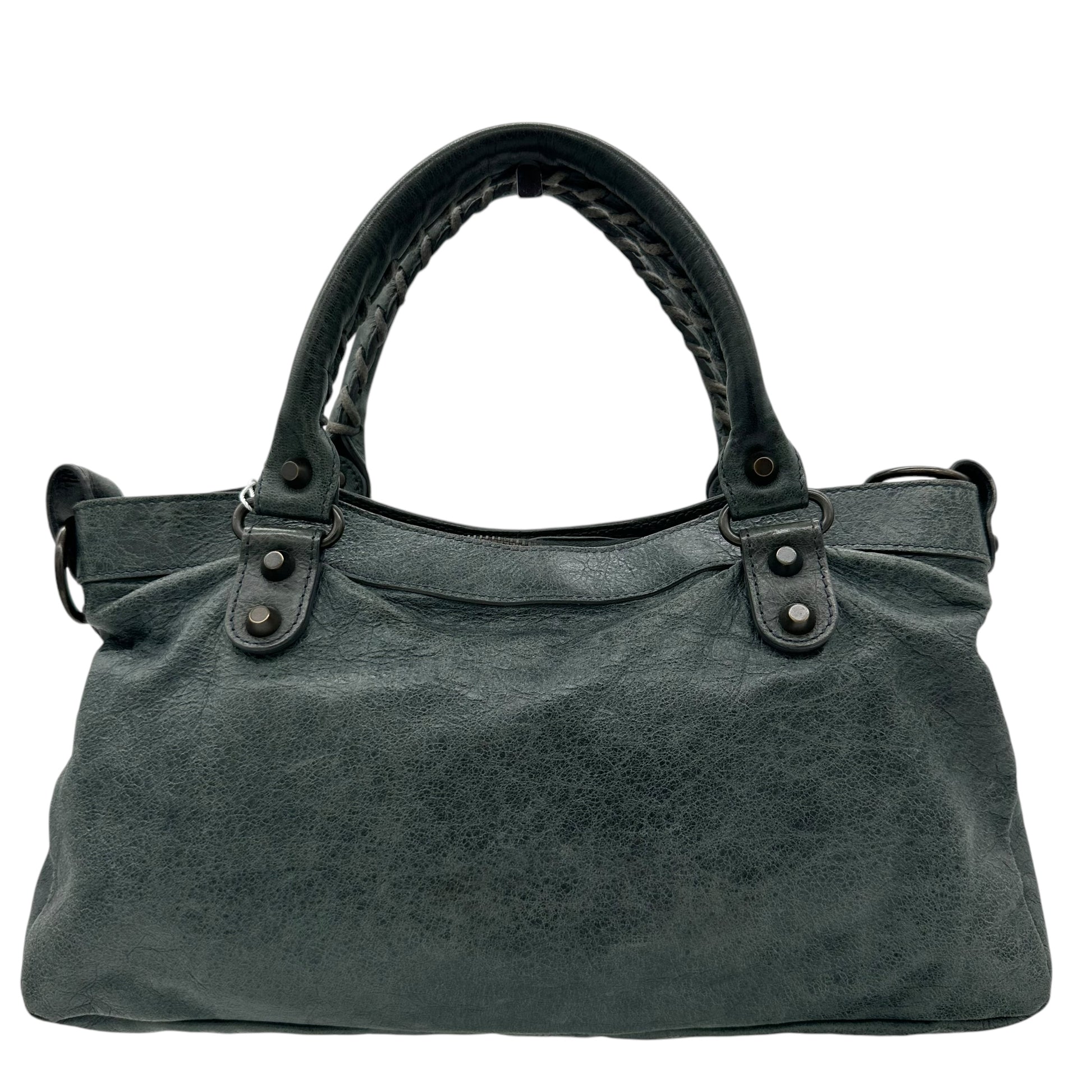 Balenciaga Dark Green / Black Leather First City Bag - Outfit Repeater