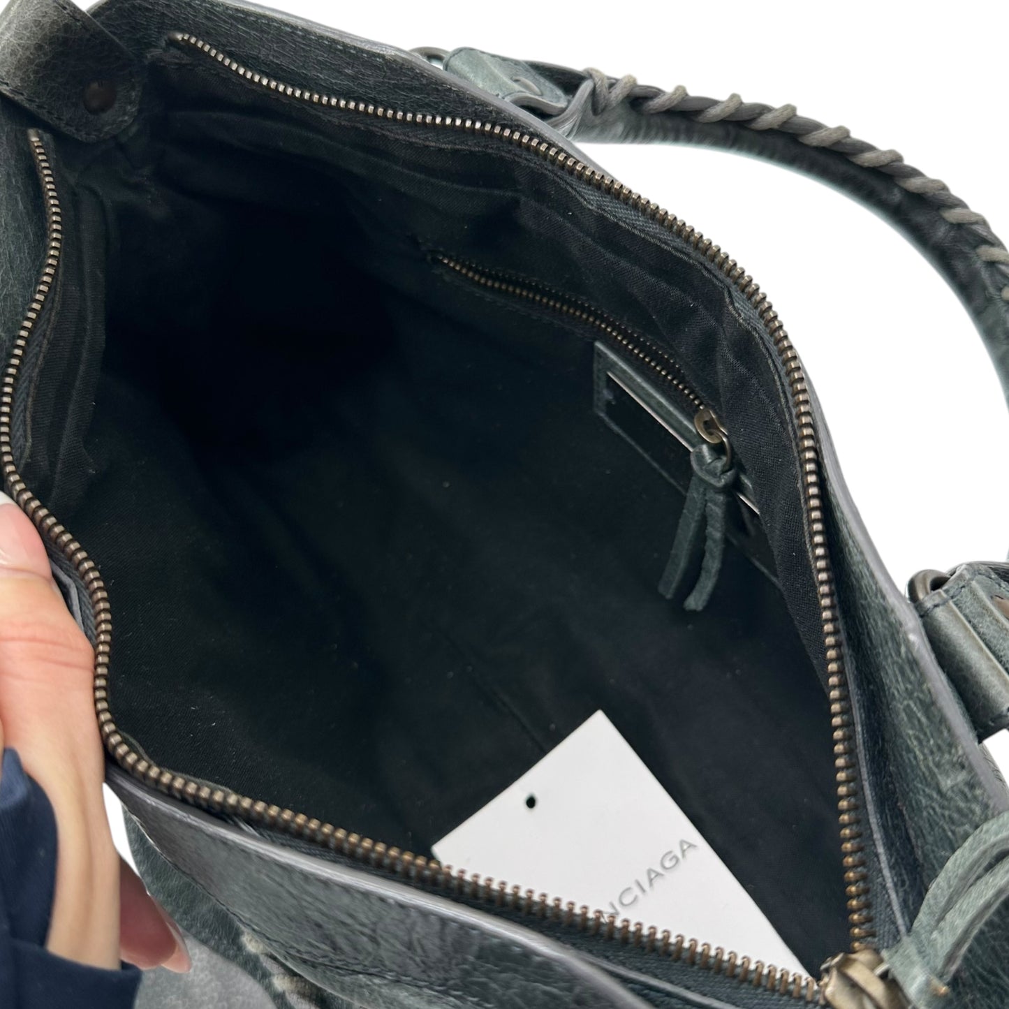 Balenciaga Dark Green / Black Leather First City Bag - Outfit Repeater