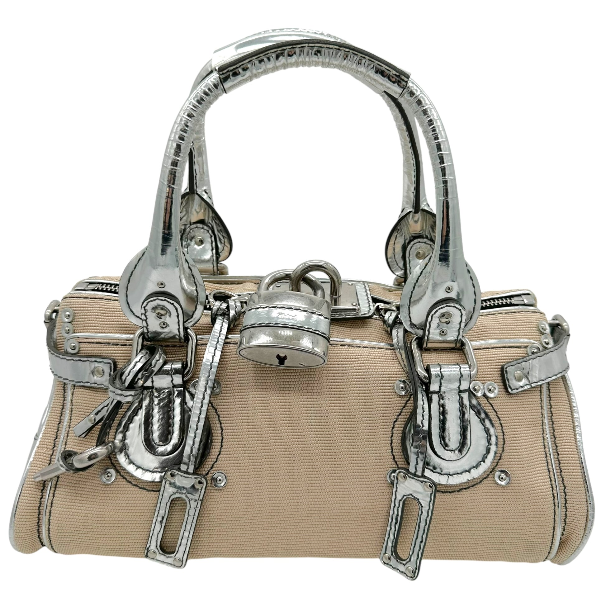 Chloé Ivory Fabric & Silver Leather Paddington Bag - Outfit Repeater