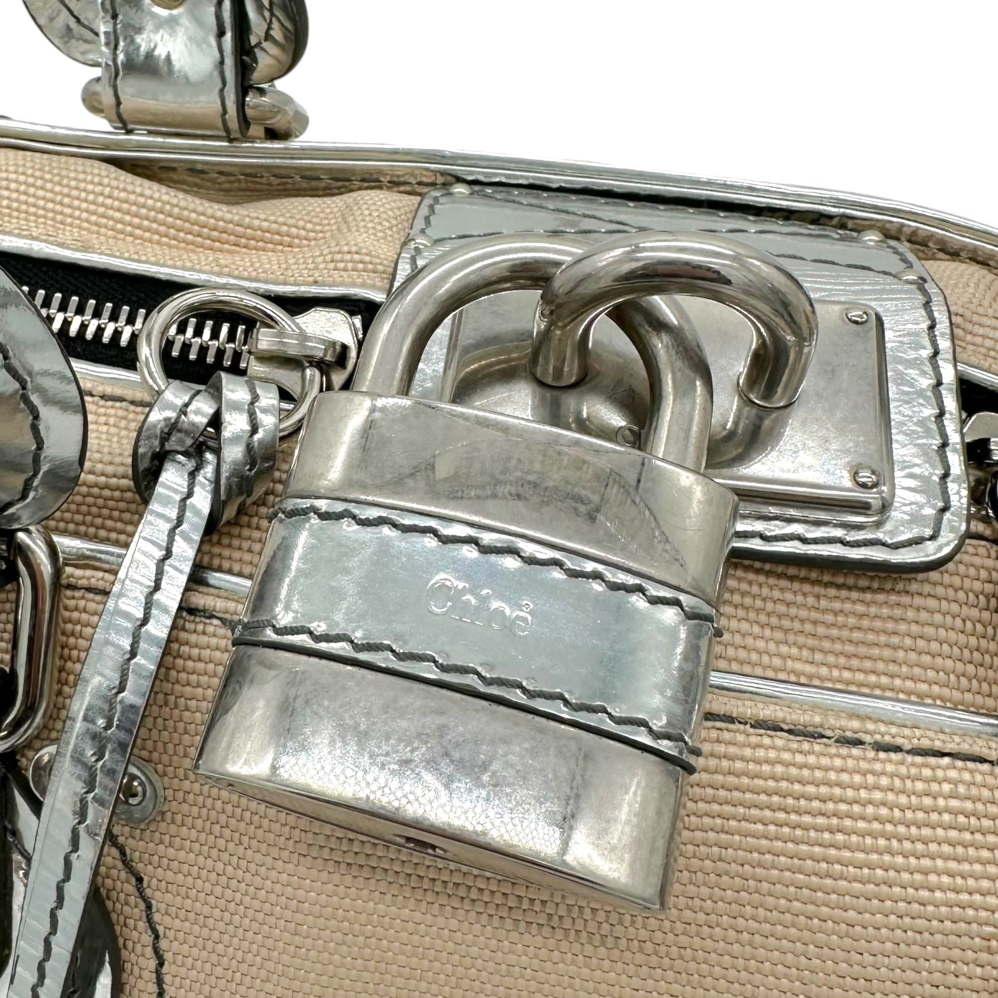 Chloé Ivory Fabric & Silver Leather Paddington Bag - Outfit Repeater