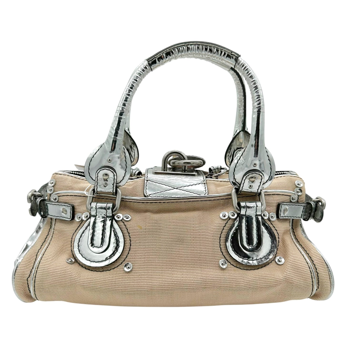 Chloé Ivory Fabric & Silver Leather Paddington Bag - Outfit Repeater