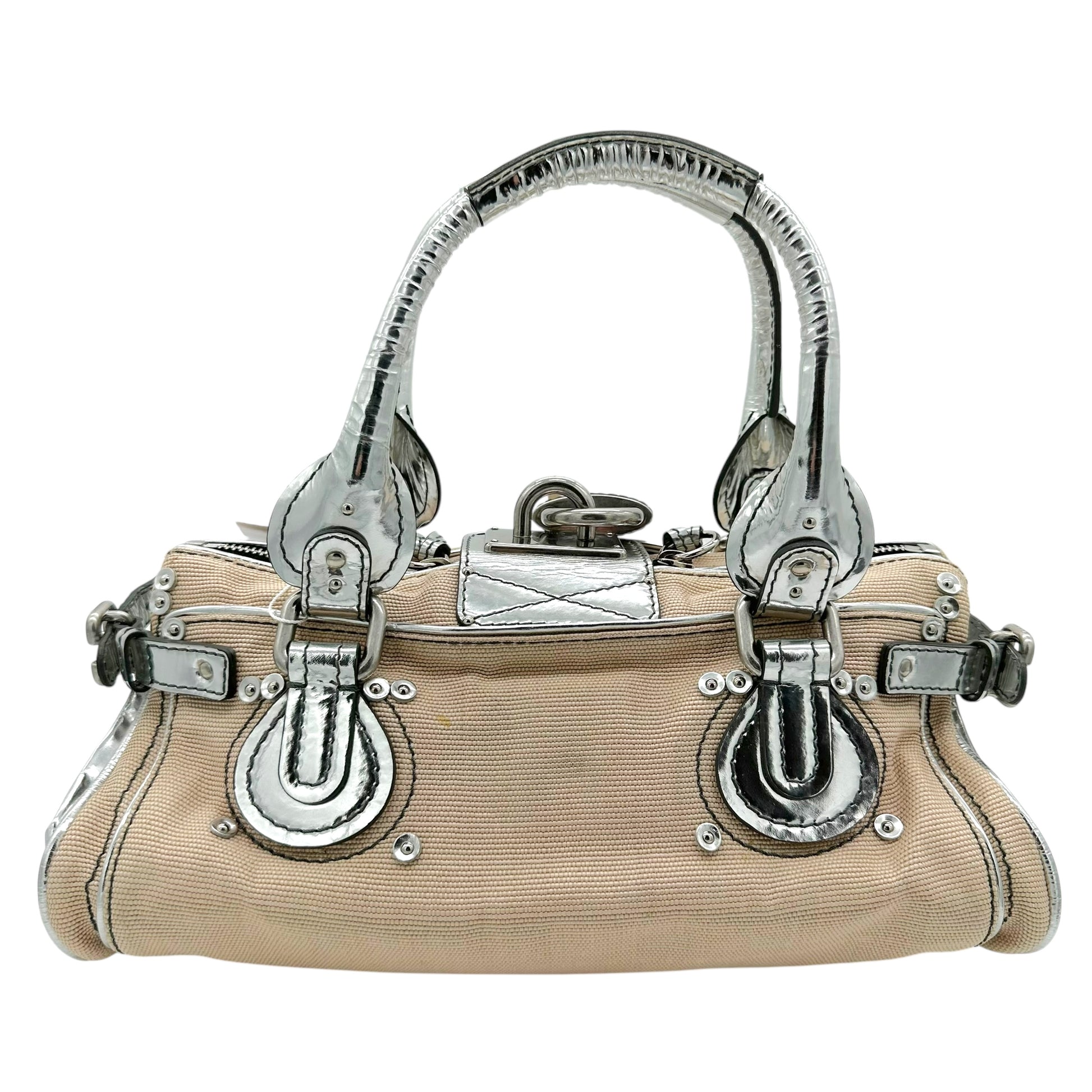 Chloé Ivory Fabric & Silver Leather Paddington Bag - Outfit Repeater