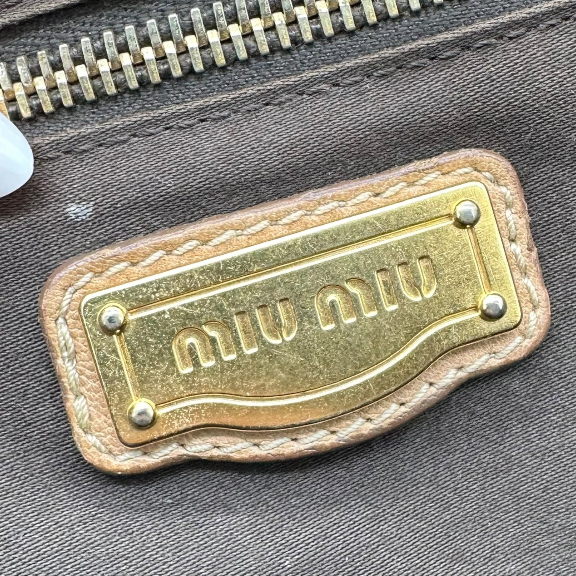 Miu Miu Tan Leather Logo Clasp 2-Way Bag - Outfit Repeater