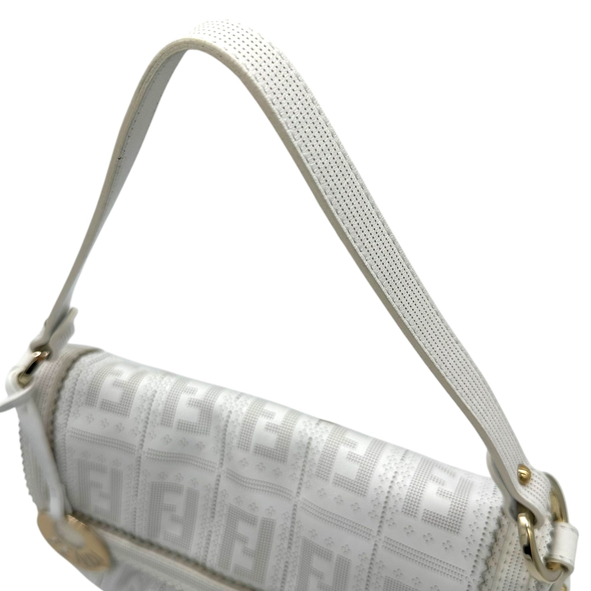 Fendi White Leather Zucca Monogram Embossed Chef Bag NEW - Outfit Repeater