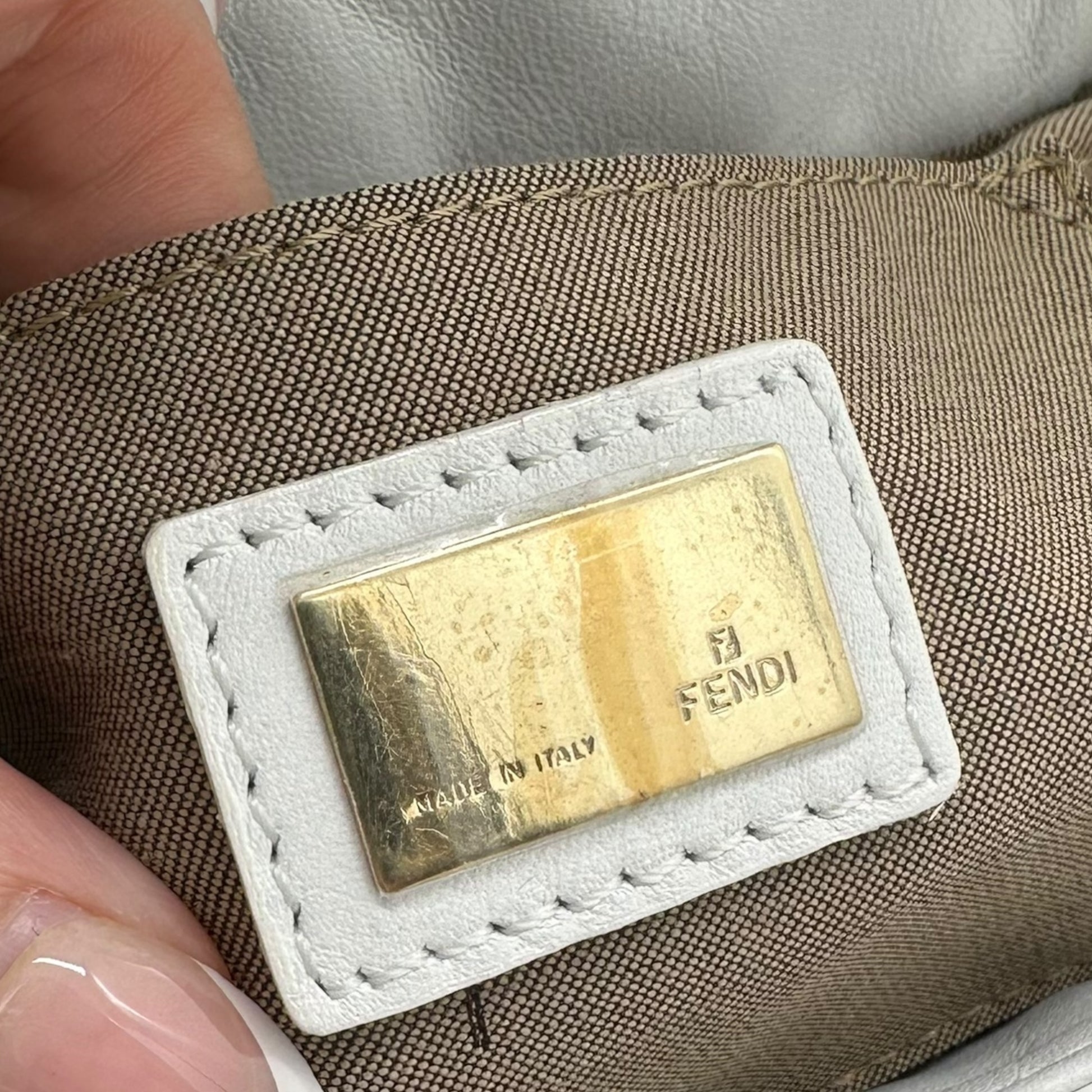 Fendi White Leather Zucca Monogram Embossed Chef Bag NEW - Outfit Repeater